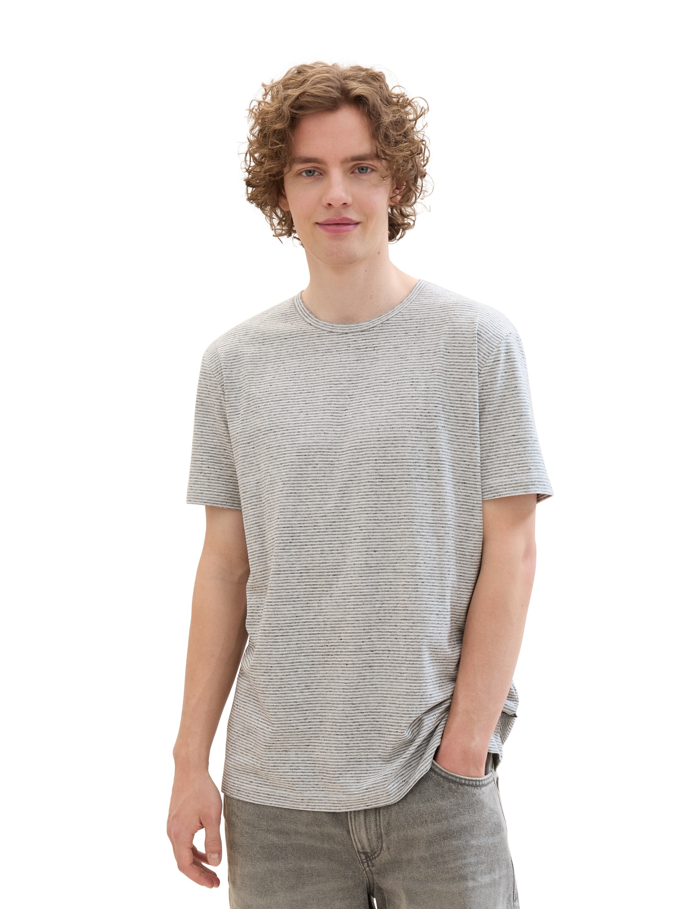 TOM TAILOR Denim Rundhalsshirt, mit Melange Optik