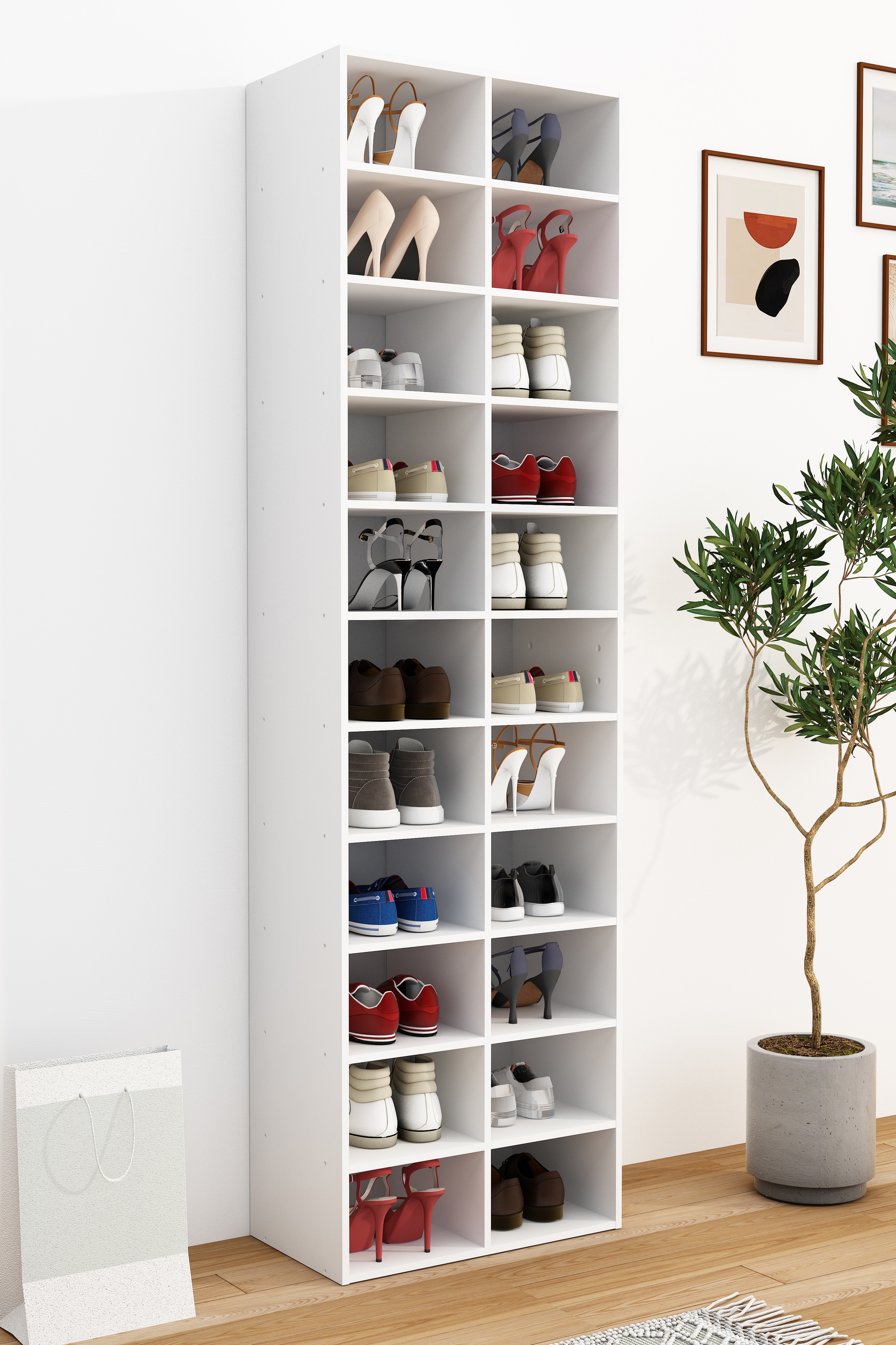 VCM Schuhregal »VCM Holz Schuhregal | Maße ca. H. 183 x B. 52 x T. 30 cm | Schuhkommode mit 22 Fächer | Schuhschrank - Hinsol XL«
