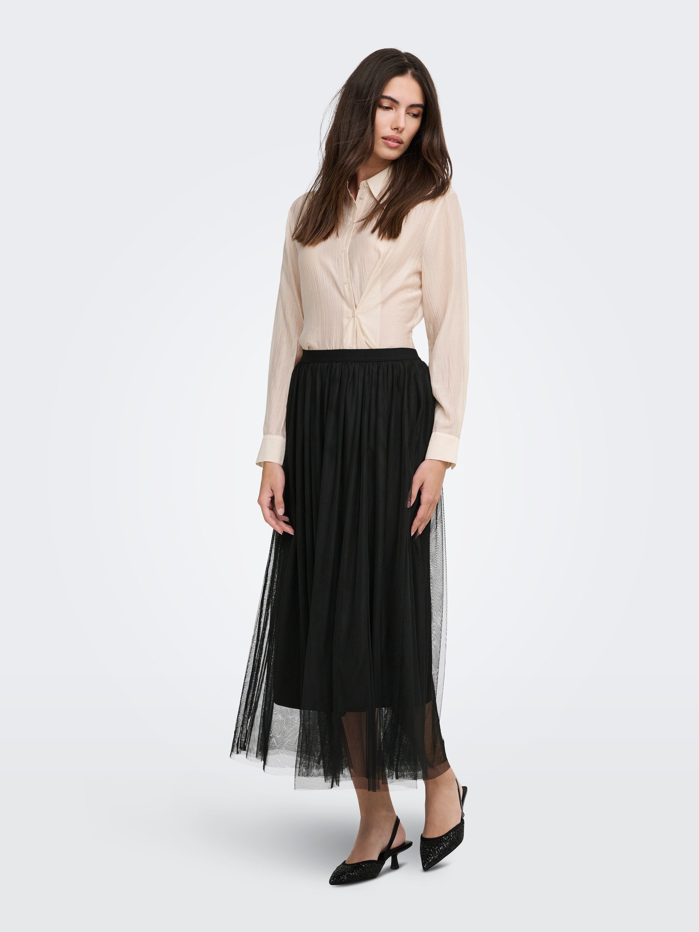 ONLY Maxirock »ONLJANEA LONG TULLE SKIRT WVN« Kunstfaser, Tüll, gefüttert