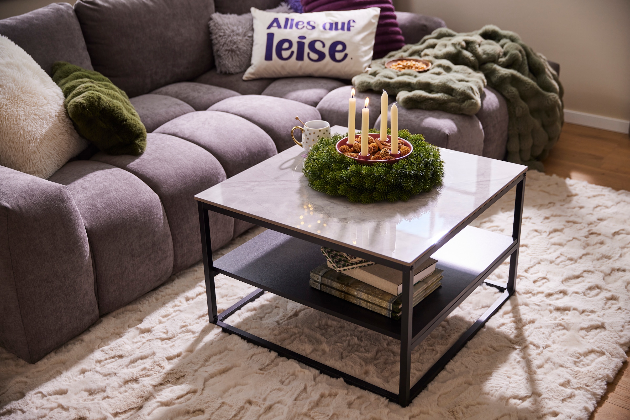 HELA Couchtisch »HUGO«, (1 St.), Couchtisch; quadratisch; Sintered Stone; Ablageboden