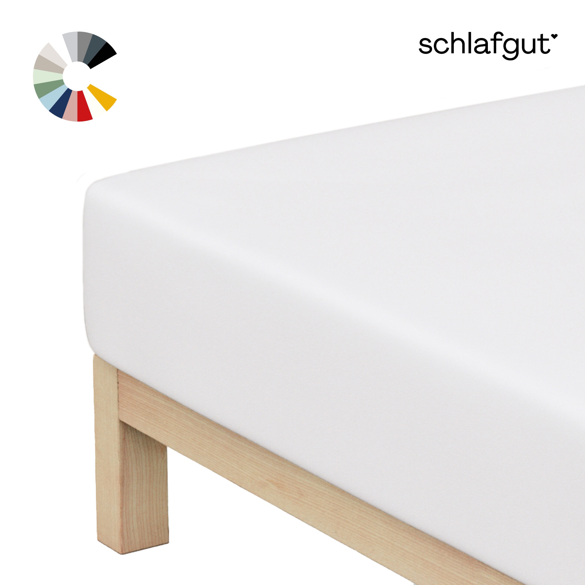 Schlafgut Spannbettlaken »Basic Cotton Bettlaken, 160 g/m², 100% Baumwolle, Spannbetttuch« Spannbettlaken bis 20 cm Matratzenhöhe, bügelfrei und pflegeleicht