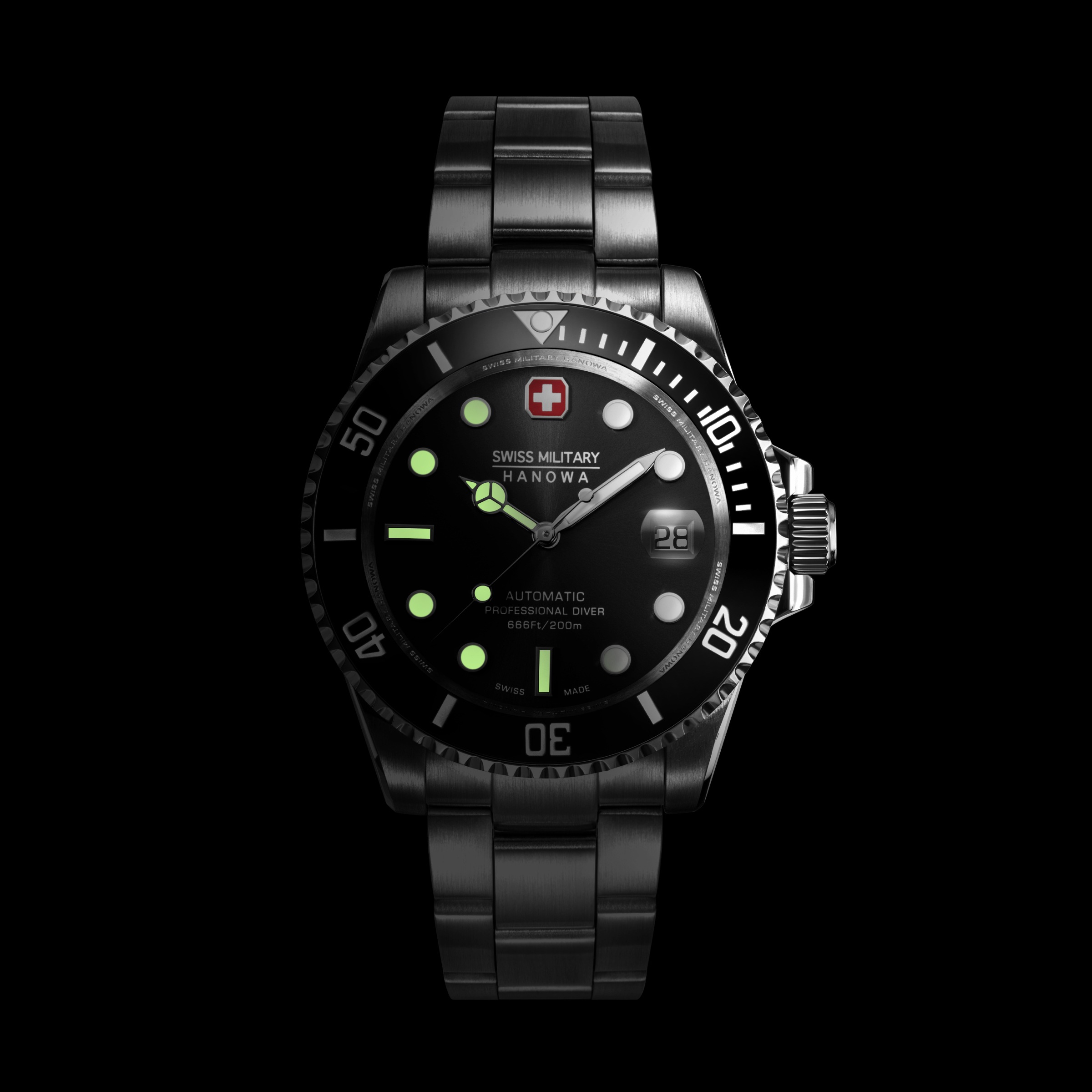 Swiss Military Hanowa Automatikuhr »Sealord« Armbanduhr, Herrenuhr, Swiss Made, Mechanische Uhr, Edelstahlarmband