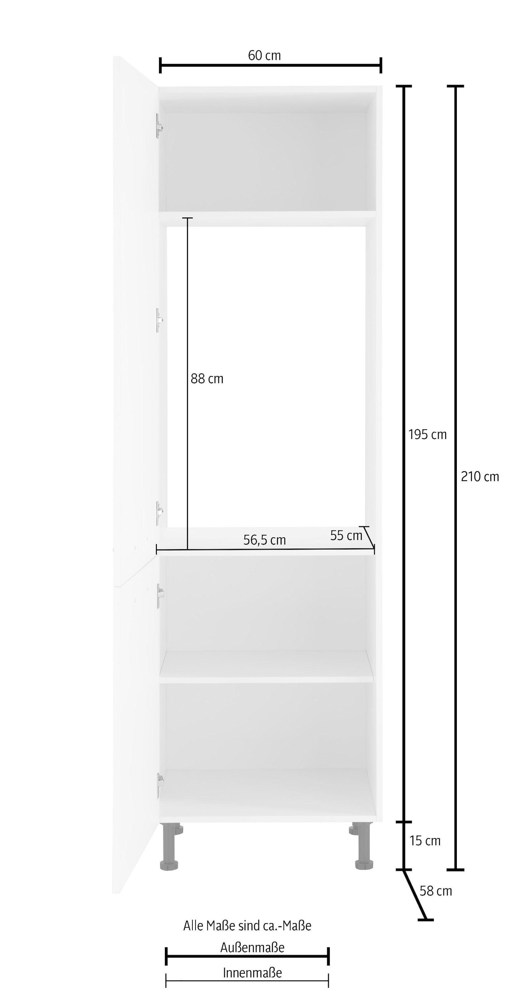 BAUR Küchen 60 bestellen cm, wiho »Ela«, Kühlumbauschrank Füße Breite | höhenverstellbare