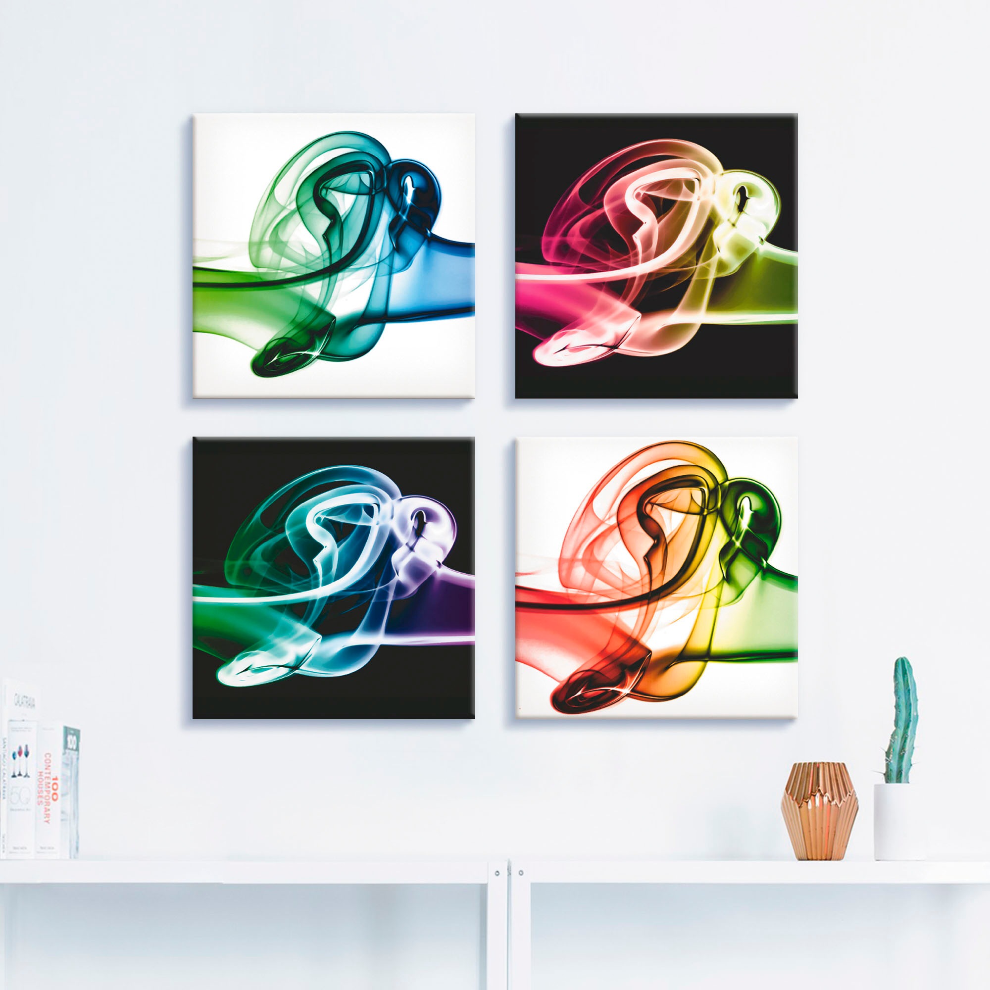 Artland Leinwandbild "Aufeinanderprallen von Farben" Gegenstandslos 4 Stk. tlg. 4er Set, verschiedene Größen