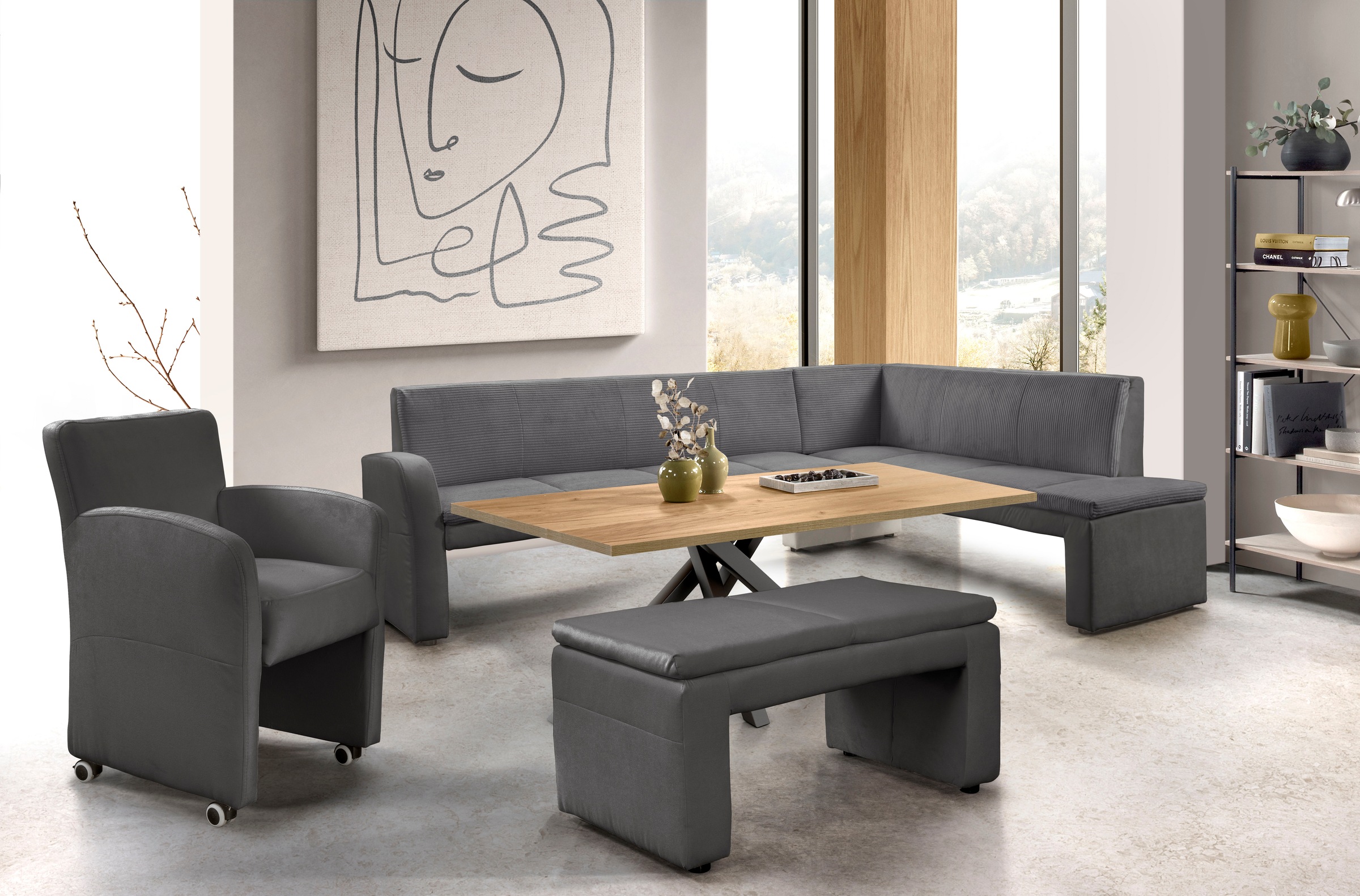 exxpo - sofa fashion Eckbank »Cortado, elegant und modern mit hohem Sitzkomfort« hohe Bodenfreiheit, schöne Detailverarbeitung