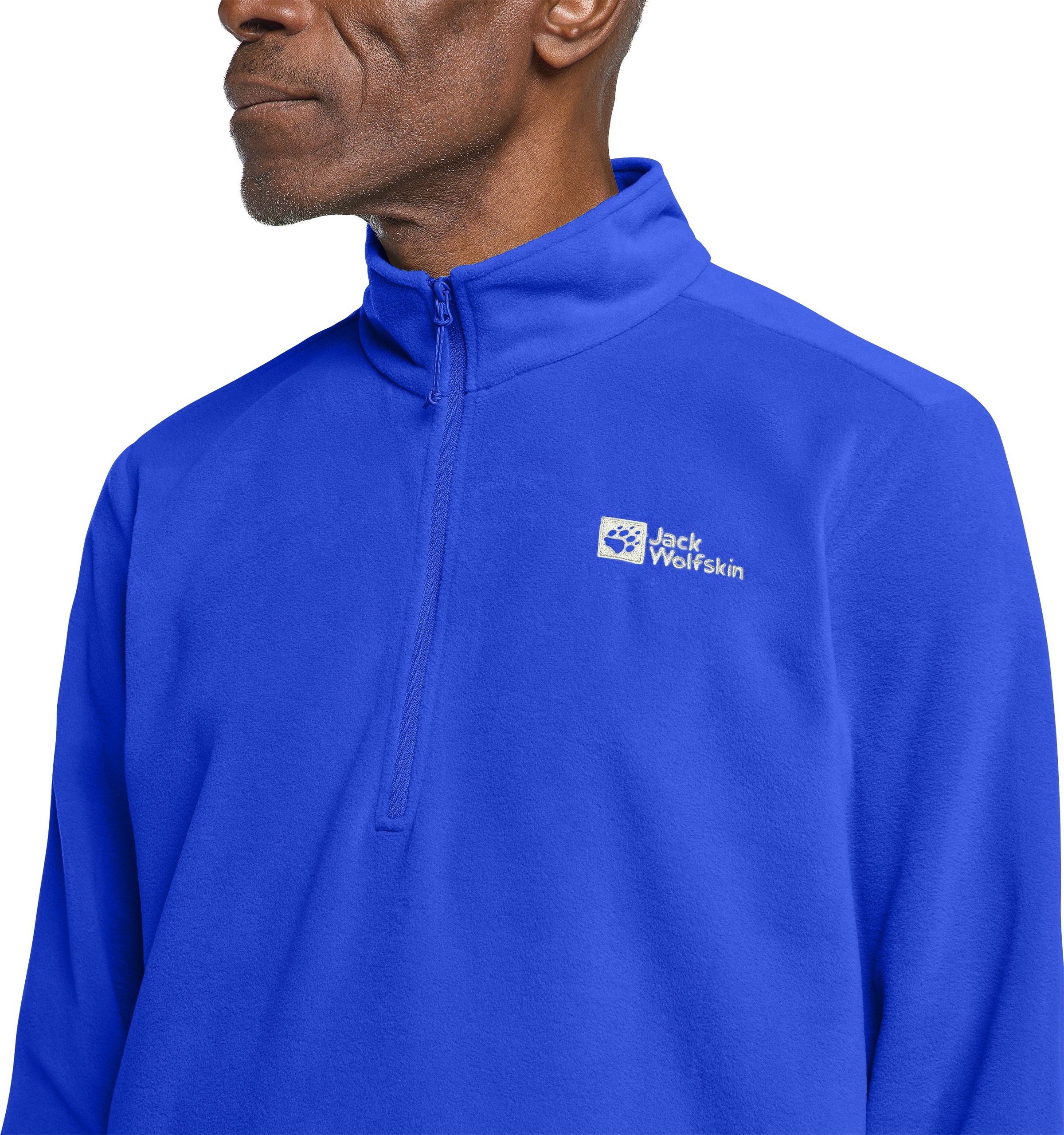Stehkragenpullover JACK WOLFSKIN "TAUNUS HZ M", Herren, Gr. XXL (58), blau (vibrant, blau), Obermaterial: 100% Polyester, Pullover Stehkragenpullover 3