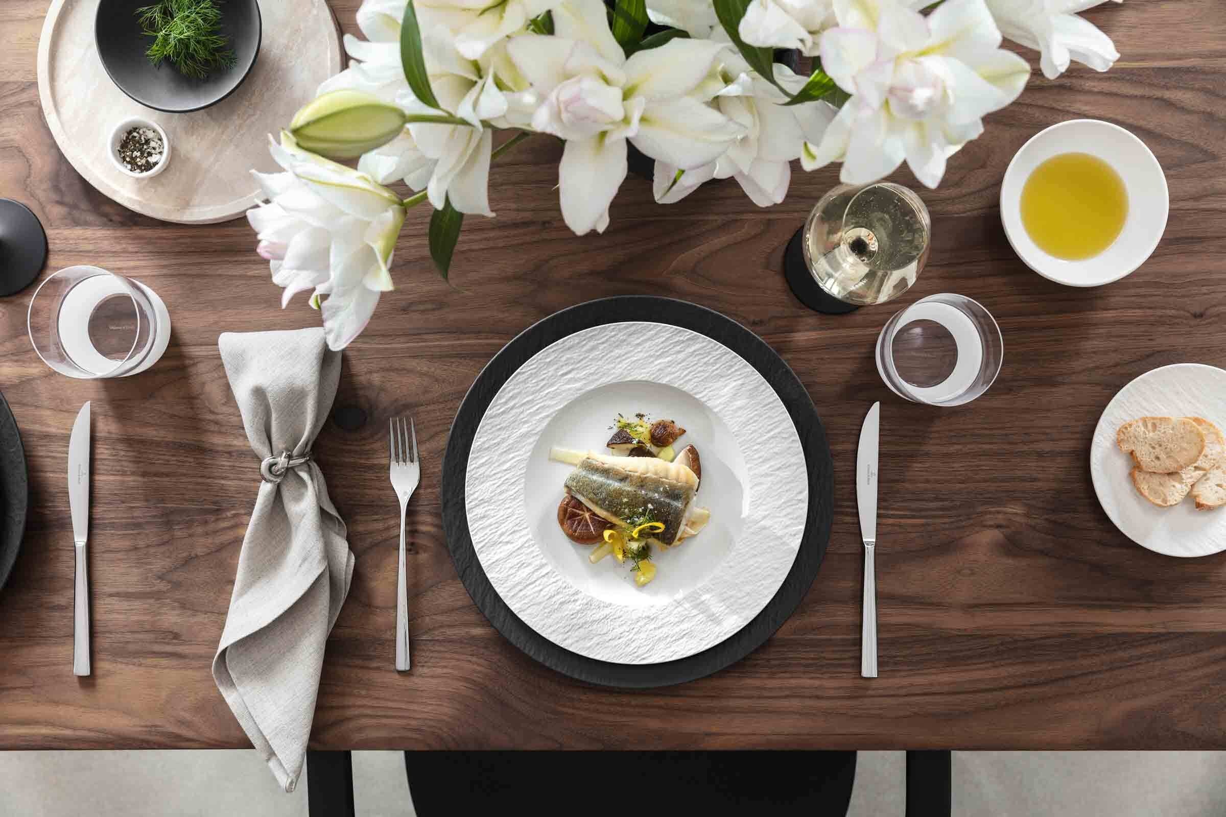 Villeroy & Boch Speiseteller "Manufacture Ice 6 Stück" Moderner Speiseteller aus Premium-Porzellan