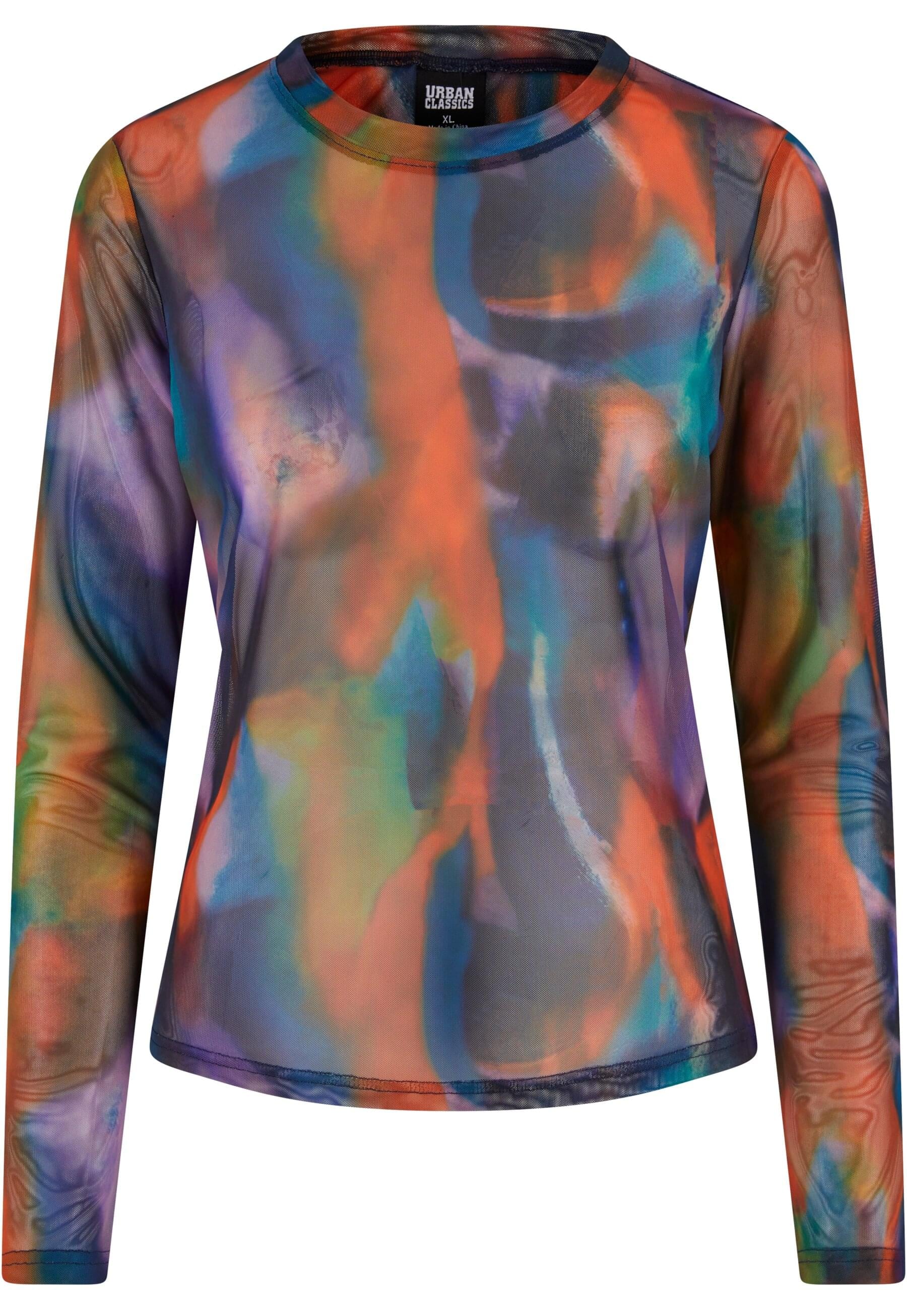 URBAN CLASSICS Shirtkleid "Urban Classics Damen Ladies AOP Mesh Longsleeve" günstig online kaufen