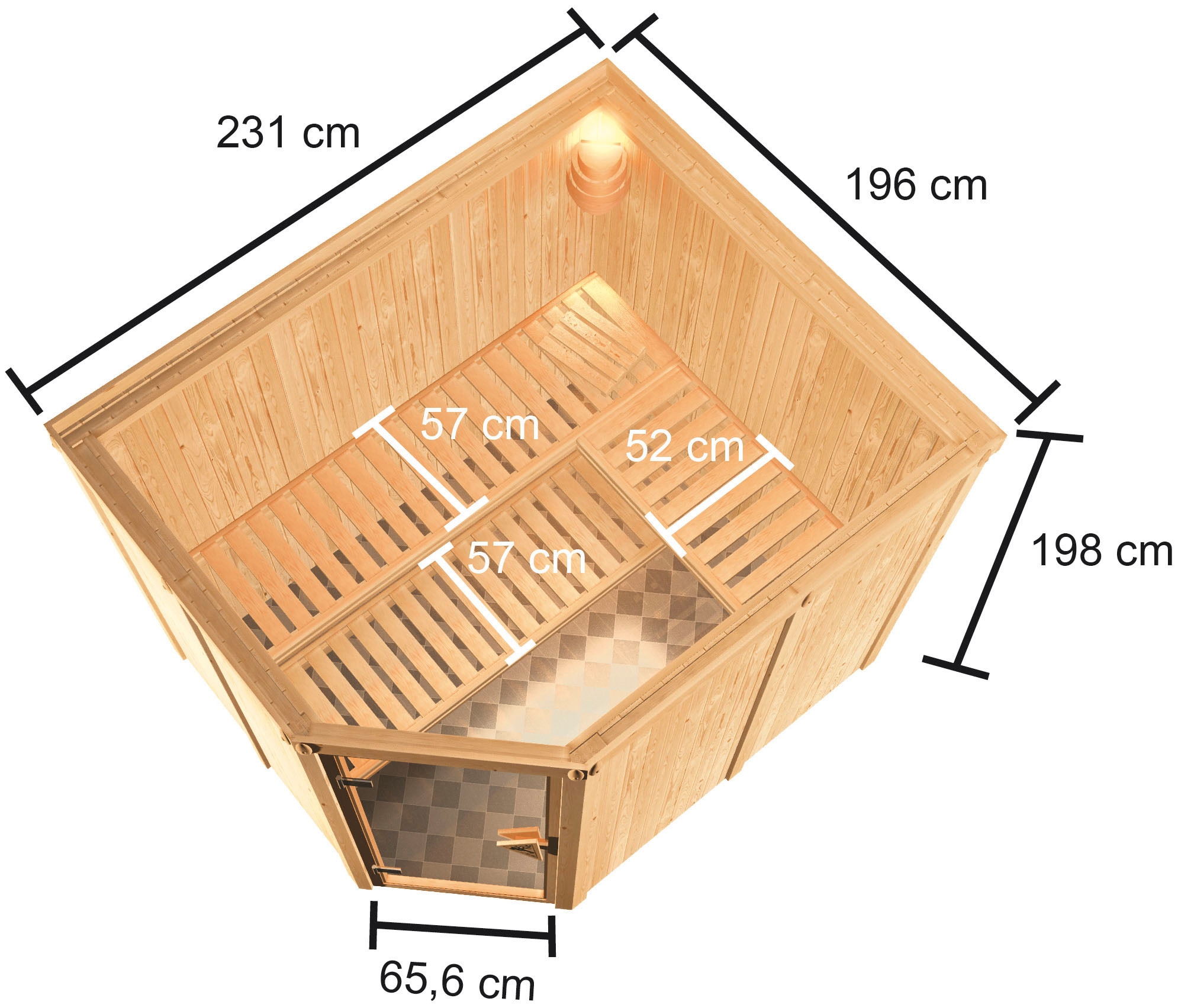 Karibu Sauna »"Homa " mit bronzierter Tür und Ofen 9 kW Bio mit ext. Strg.«, mit integrierter Mineralwolldämmung