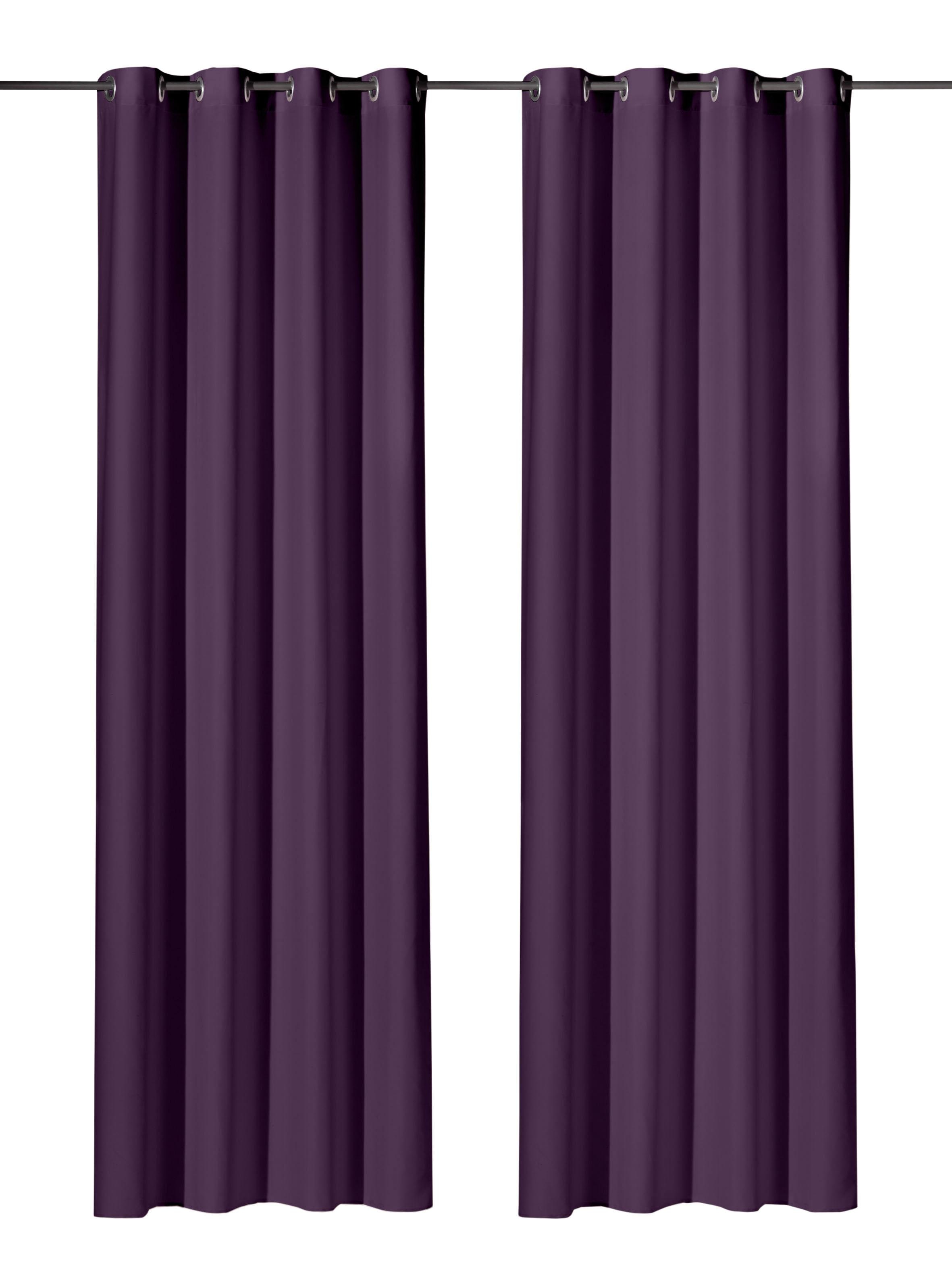 Vorhang WECKBRODT, B:140cm H:245cm, lila, Satin, Polyester, Badezimmer, Gardinen, "Vito", Microvelour, blickdicht, Unifarben, Gardine, Store