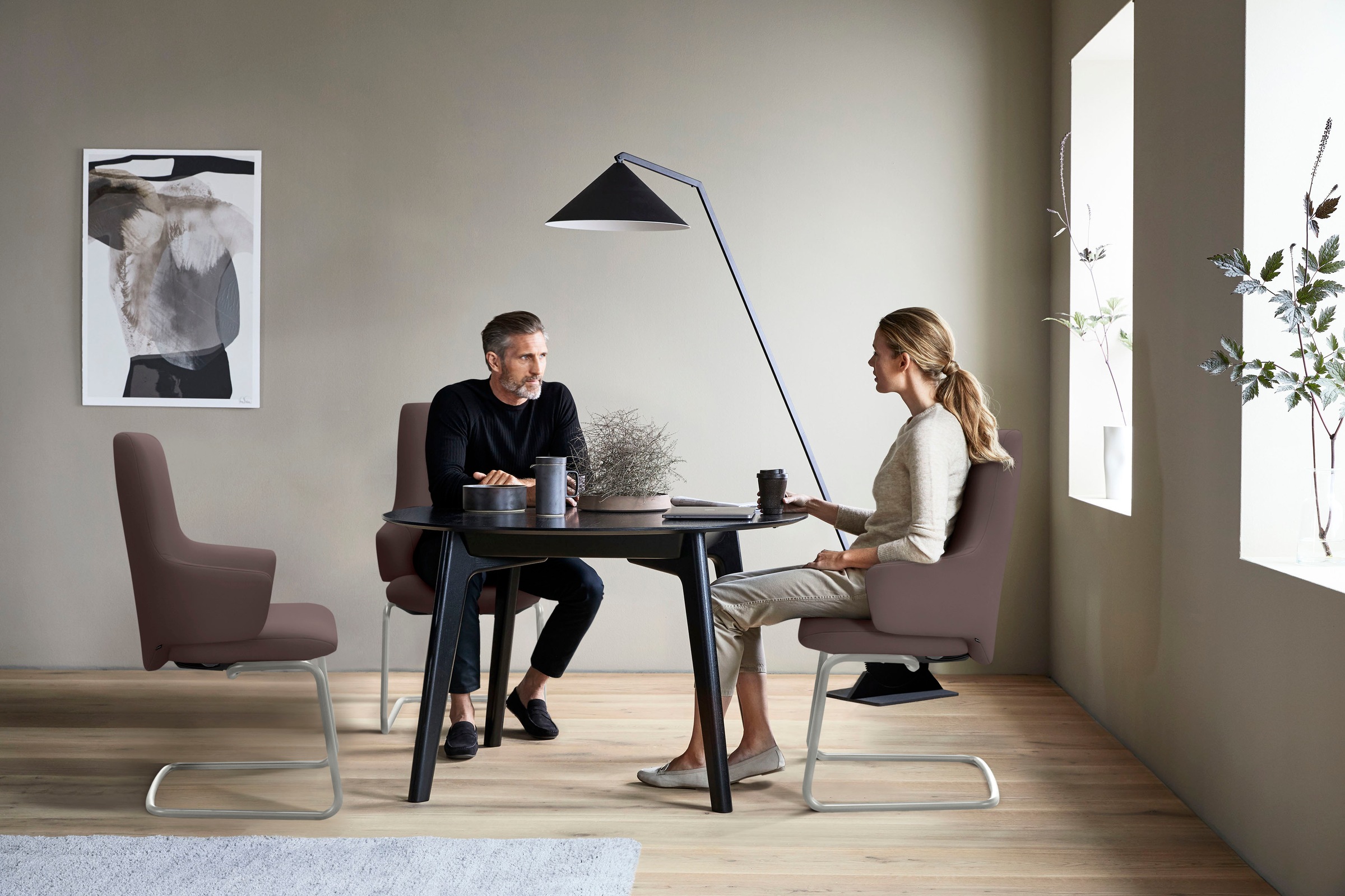 Stressless® Polsterstuhl »Laurel«, Leder PALOMA, High Back mit Armlehne, Größe L, mit Beinen aus Stahl in Chrom matt