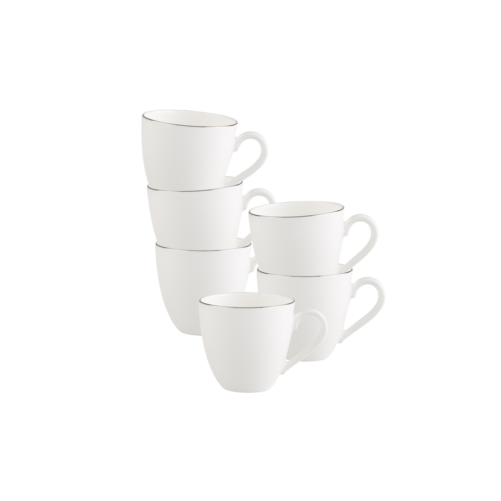 VILLEROY & BOCH Espressotasse "Mokka-/Espressotassen Anmut Platinum No.1 60 ml 6er Set weiß", weiß, Trinkgefäße