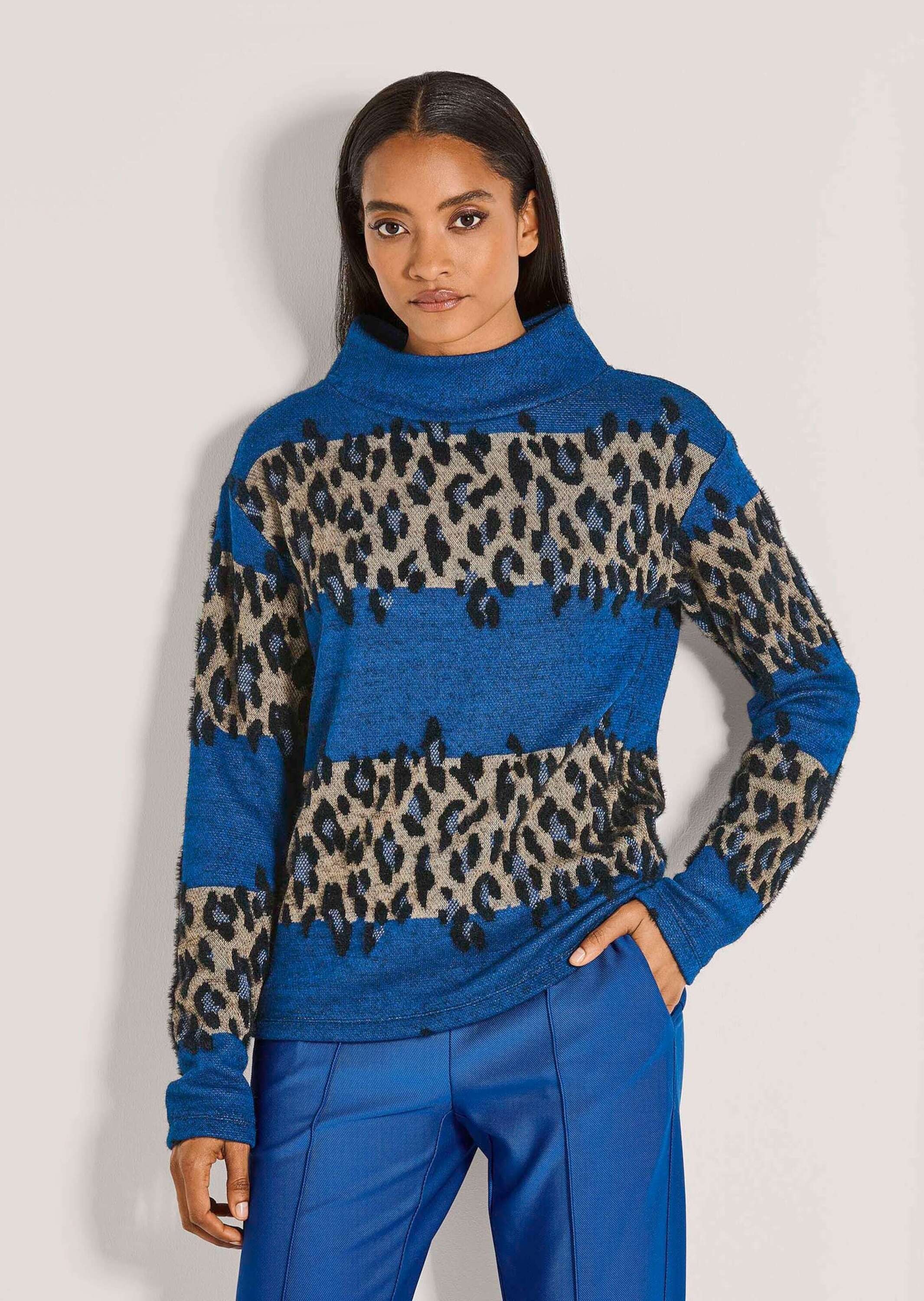 MADELEINE Langarmshirt »Sweatshirt Leo-Design Pullover mit Stehkragen«