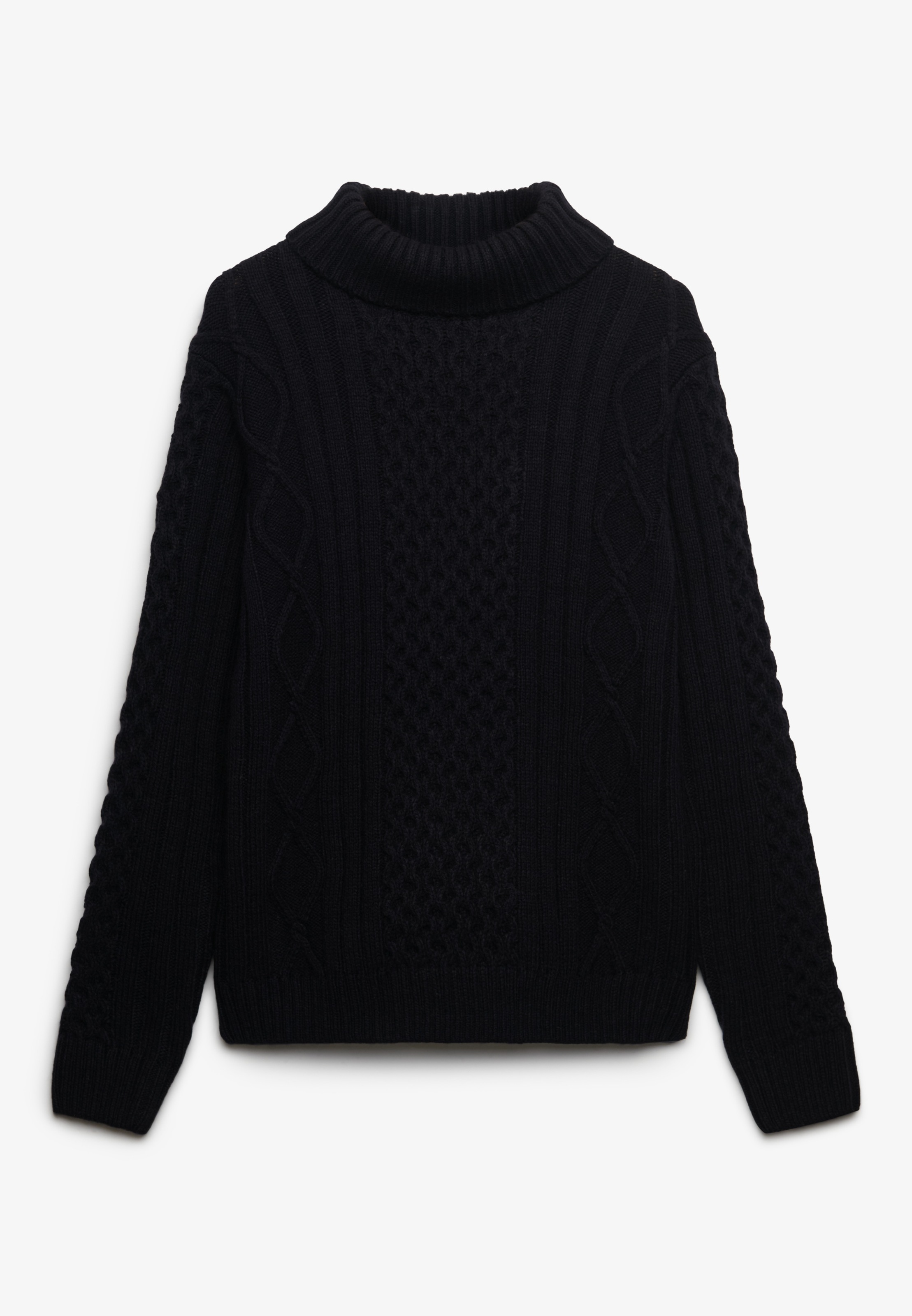 Superdry Rollkragenpullover »JACOB CABLE ROLL NECK JUMPER« Materialmix, relaxed fit