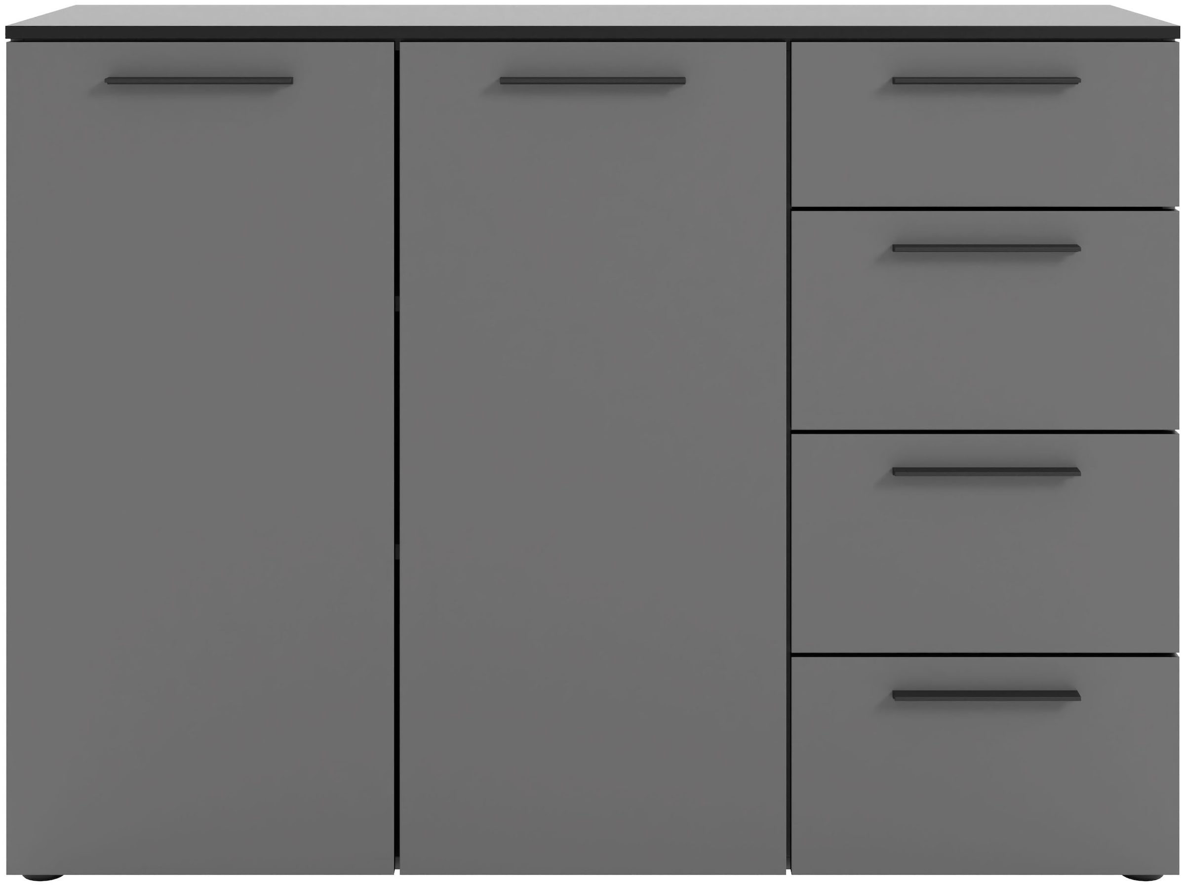 Manjana Möbel Kommode "mit Schwarz matten Metallgriffen in verschiedenen Ausführungen" mit Soft-Close-Funktion, mit melaminbeschichteter Oberfläche