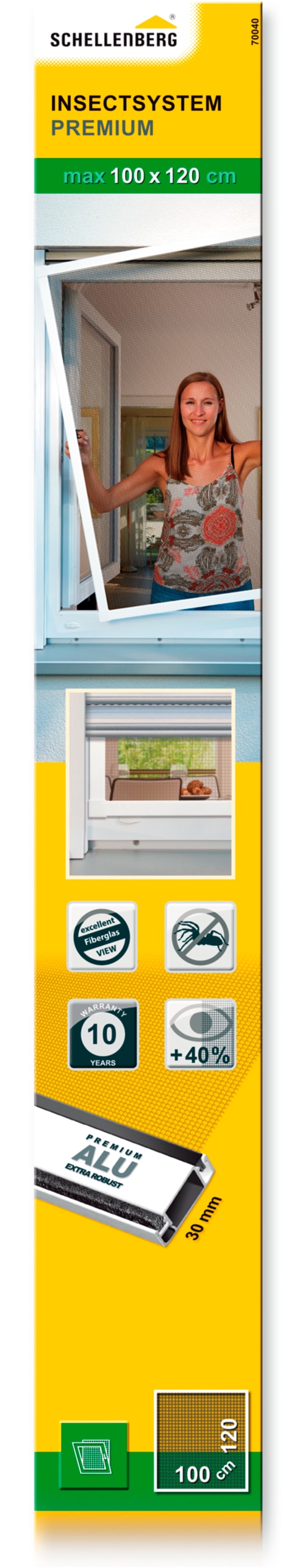 SCHELLENBERG Insektenschutz-Fensterrahmen "Fliegengitter Fenster Premium", mit Rahmen aus Aluminium, 100 x 120 cm, anthr