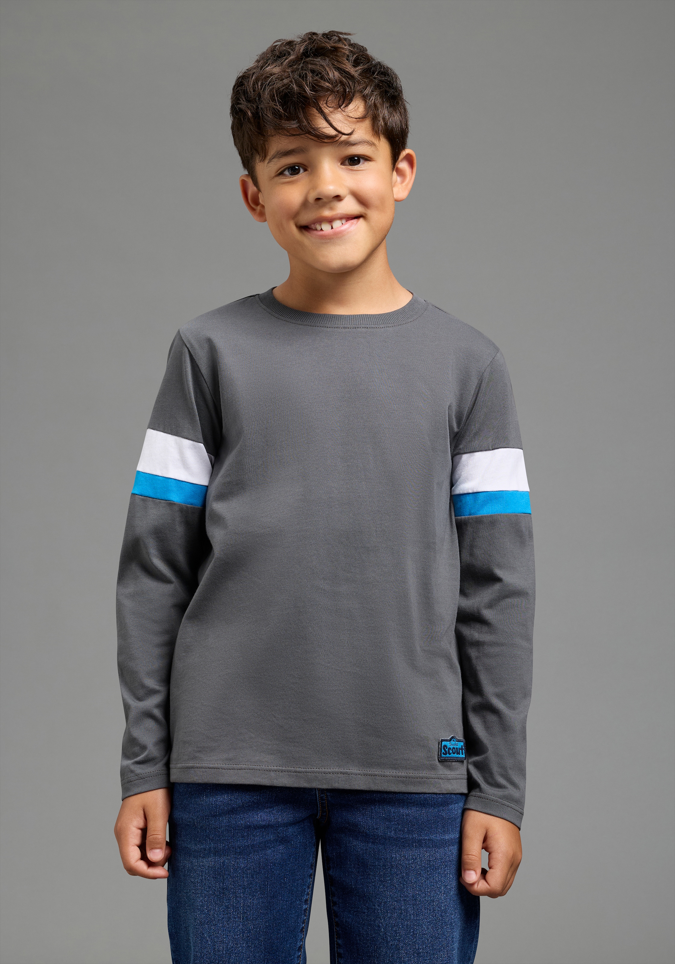 Scout Langarmshirt »3er Packung Shirt mit Kontrast-Einsätzen« Packung, 3,  3 Shirts, jedes Langarmshirt ein Style für sich