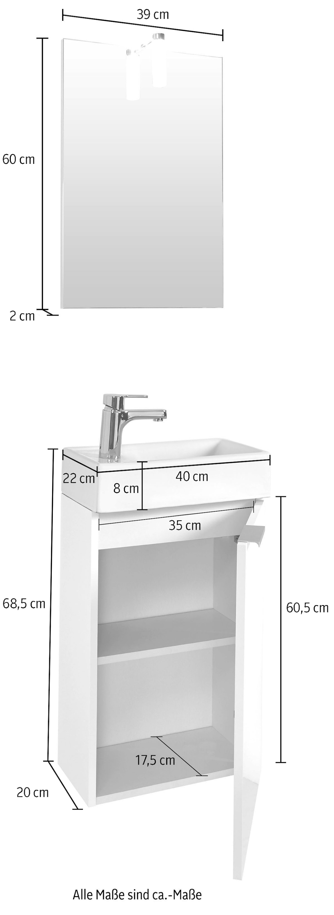 Homexperts Badmöbel-Set »Gizo«, (Set, 2 St.), mit LED-Beleuchtung, für Gäste-WC geeignet