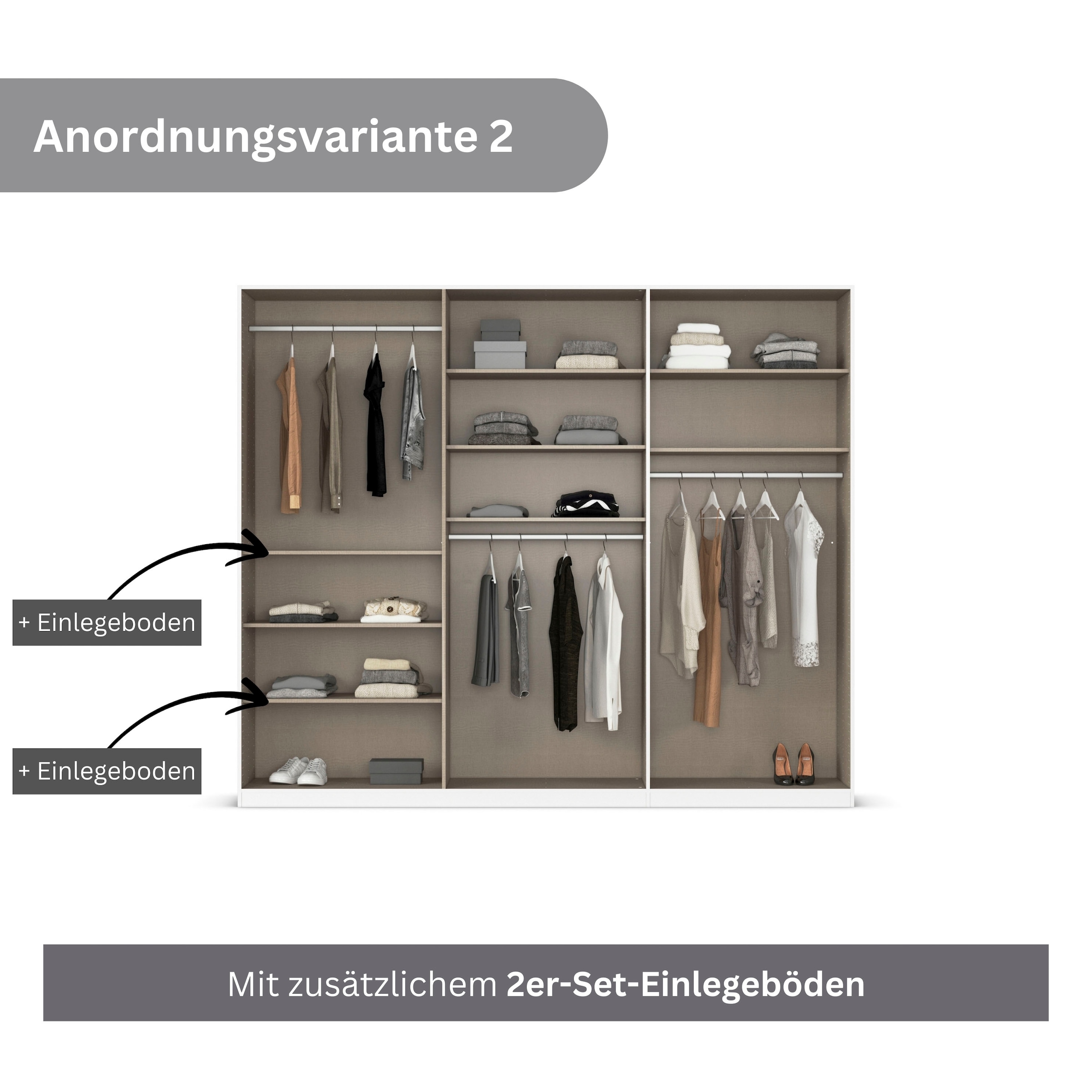 rauch Drehtürenschrank »Kleiderschrank Schrank Garderobe AGORDO mit Dekor- oder Hochglanzfront«, (in zwei Griff-Farben), durchdachte Innenausstattung, in 6 Breiten und 2 Höhen MADE IN GERMANY