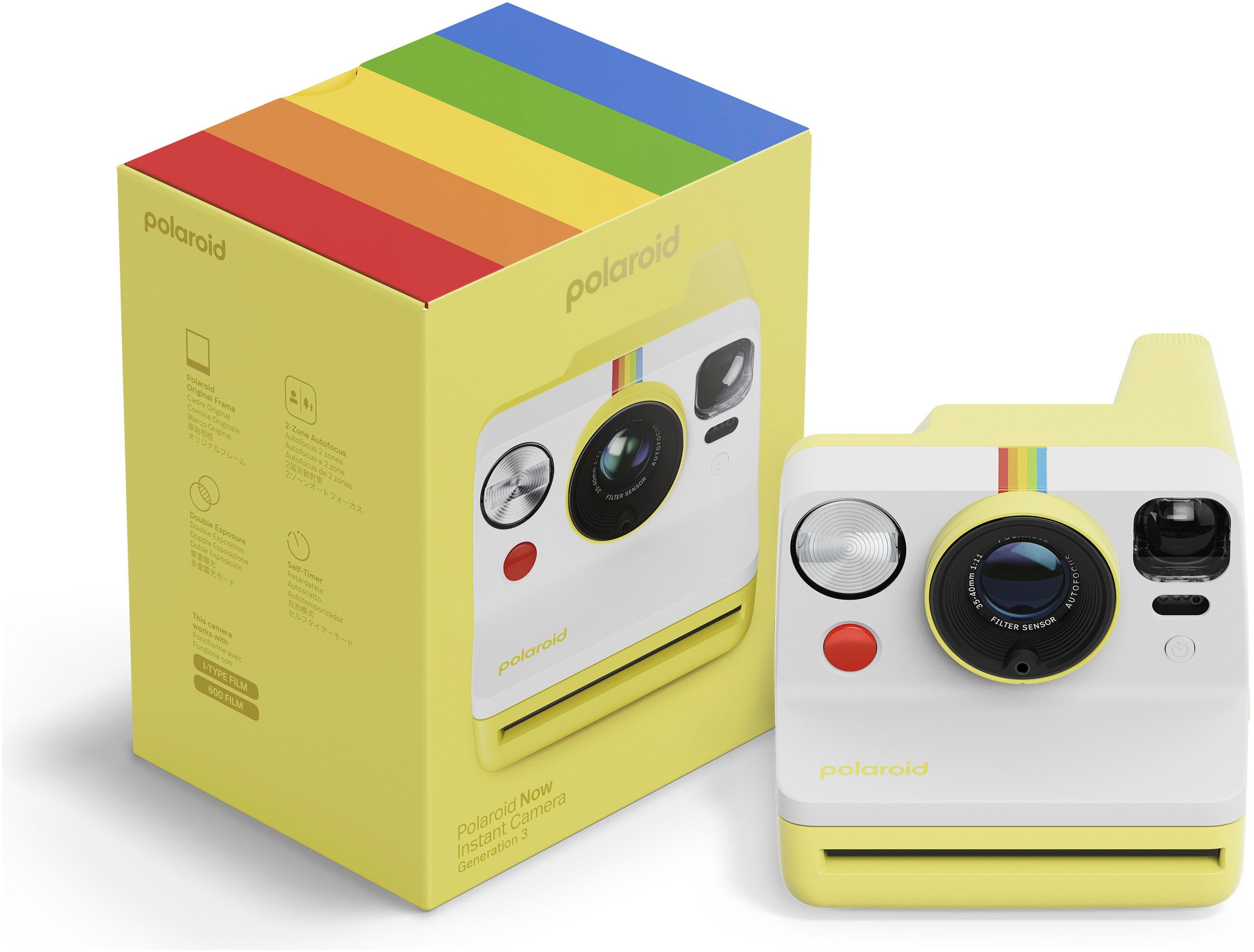 POLAROID Sofortbildkamera "Now Generation 3", gelb, B:11,22cm H:9,4cm T:15,02cm, Fotokameras - Einheitsgröße