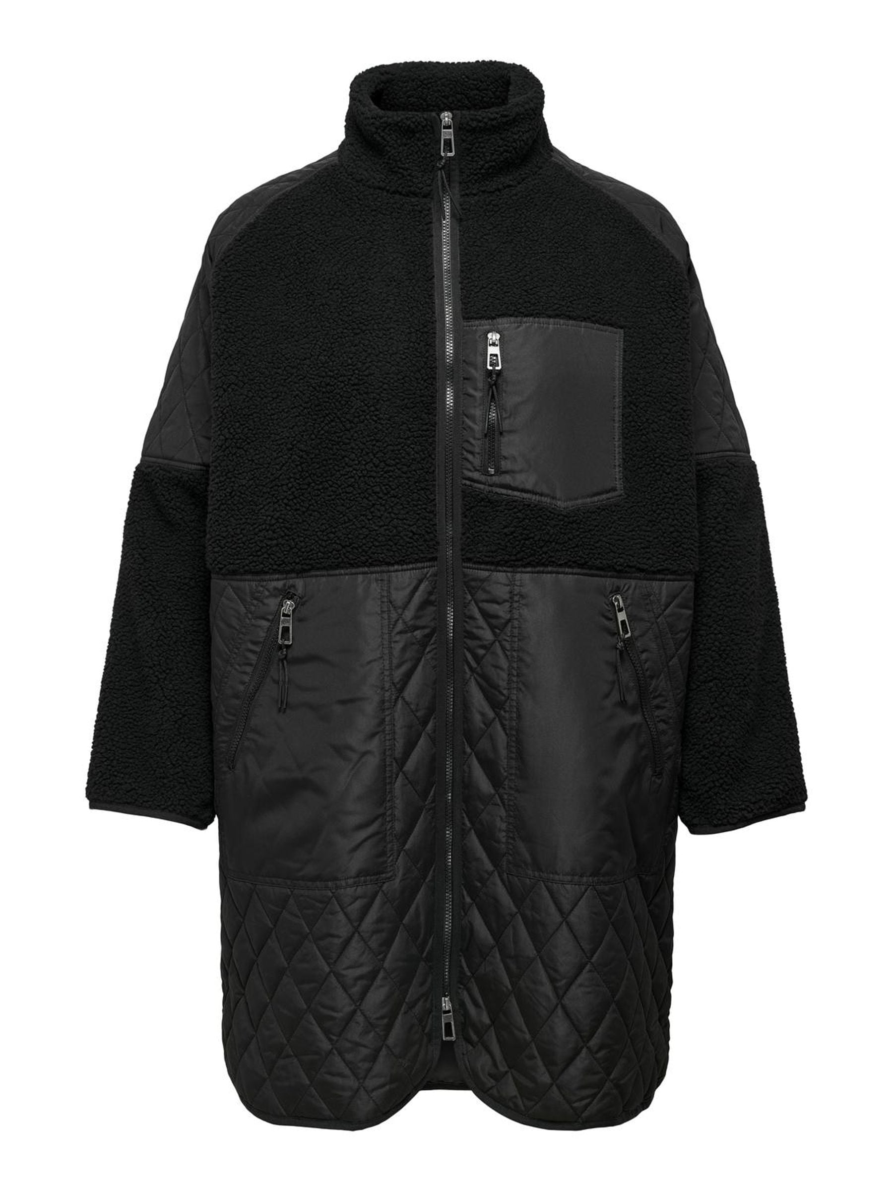 ONLY CARMAKOMA Steppmantel »CAROHIO QUILT MIX FLEECE JACKET CC OTW«, im Materialmix