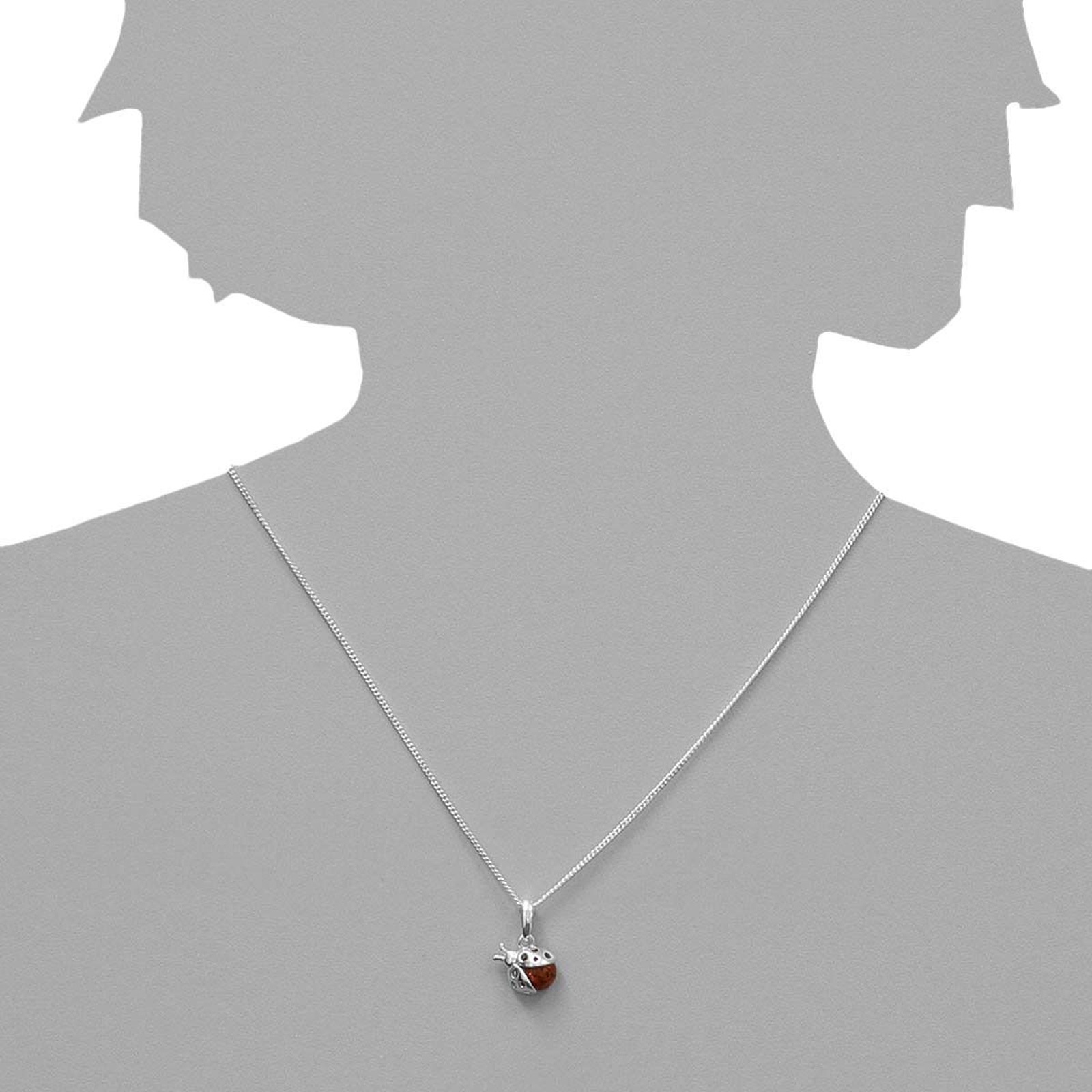 Kette mit Anhänger OSTSEE-SCHMUCK "- Marienkäfer - Silber 925/000 - Bernstein" Gr. 42, silber (silber 925, silberfarben, weiß), Schmuck_Sets, Damen, 42, Silber 925 (Sterlingsilber) 5