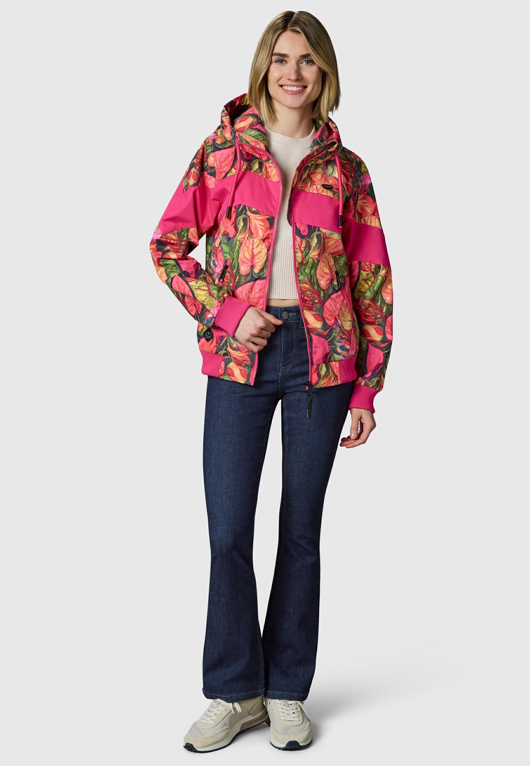 Ragwear Outdoorjacke »Nuggie Block Flower« mit Kapuze modische Damen Freizeitjacke mit floralem Print