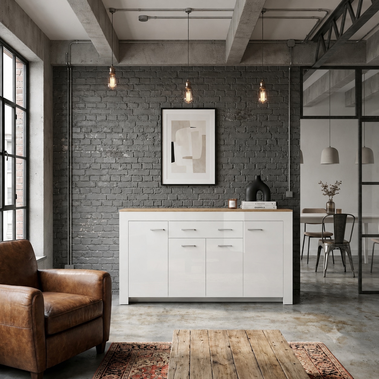 OTTO home Kombikommode »Milan Sideboard, Highboard, Kommode, Schubladenkommode« Breite 190,4 cm, hochglänzende Fronten, 4 Türen, 1 Schublade