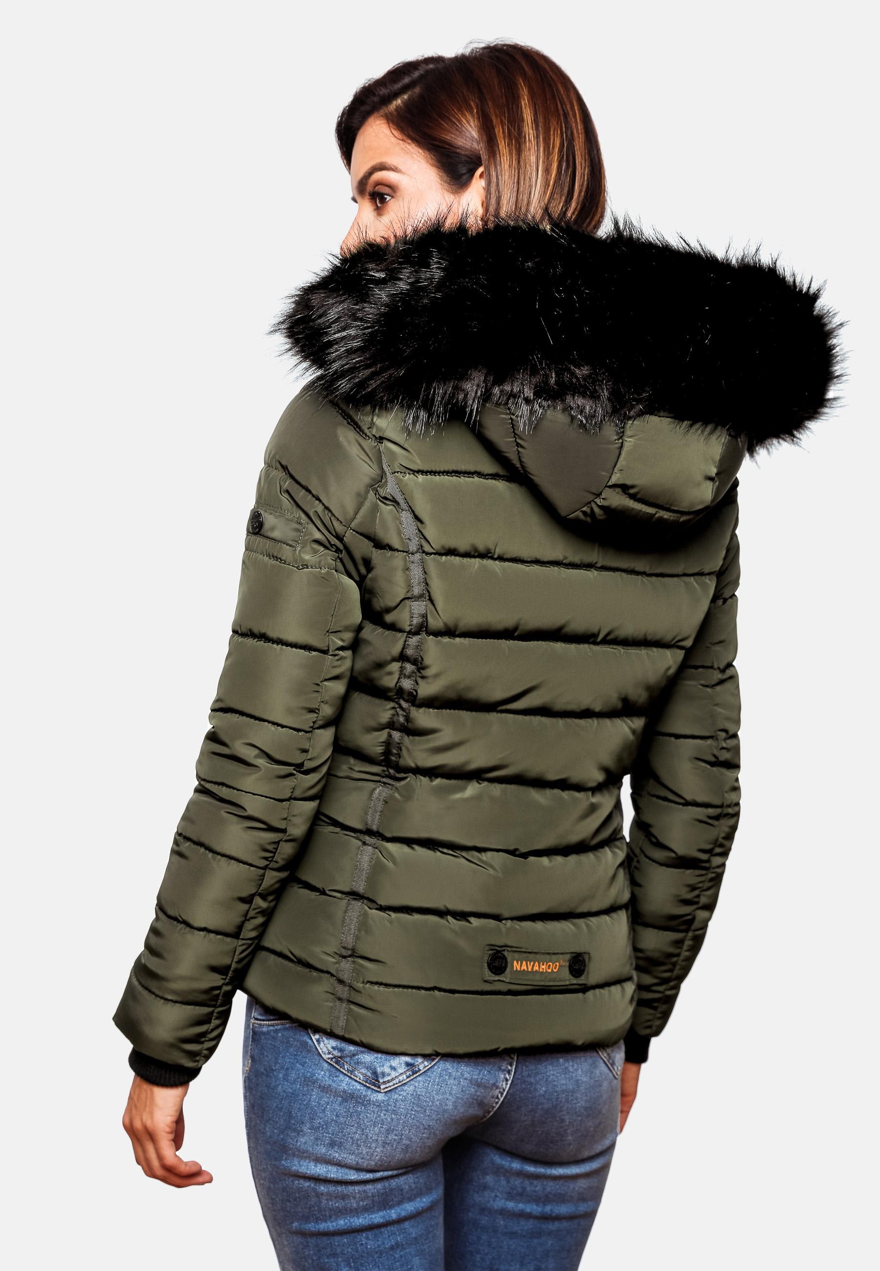 Navahoo Steppjacke »Miamor«, mit Kapuze, hochwertige Winterjacke m. voluminöser Kunstpelz-Kapuze