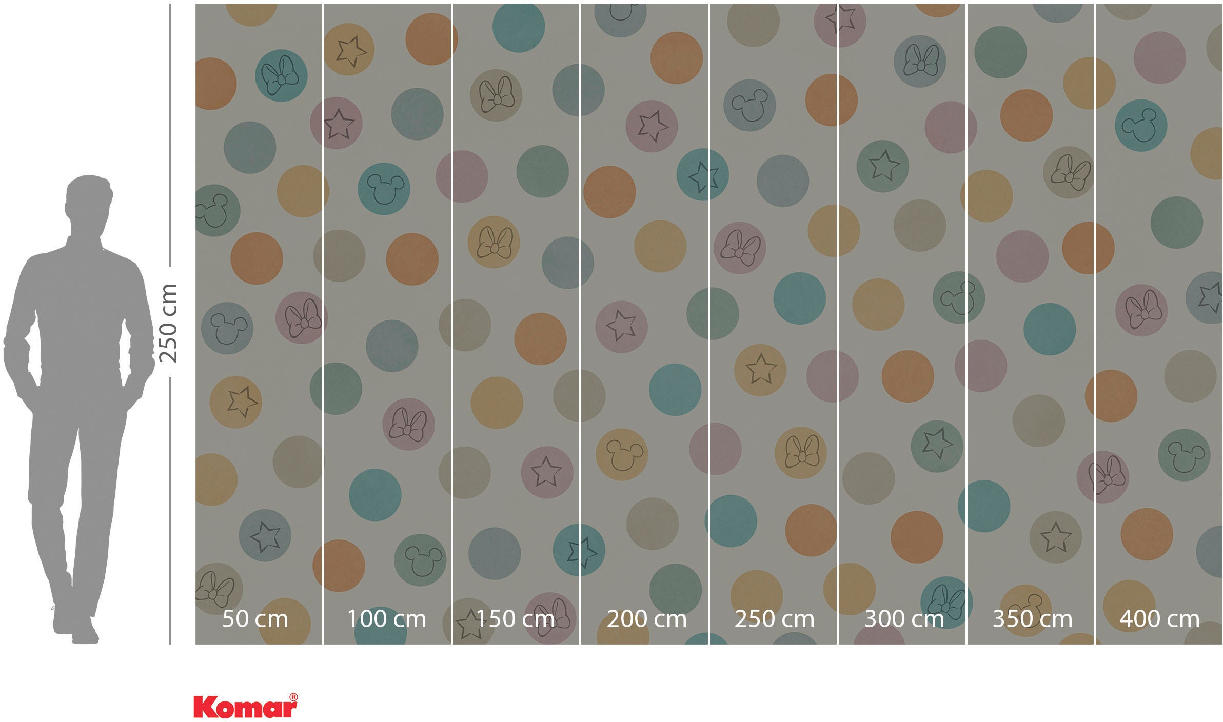 Komar Fototapete »Digitaldruck Vlies - Disney Pastel Confetti - Größe 400 x 250 cm«, bedruckt, Kinderzimmer