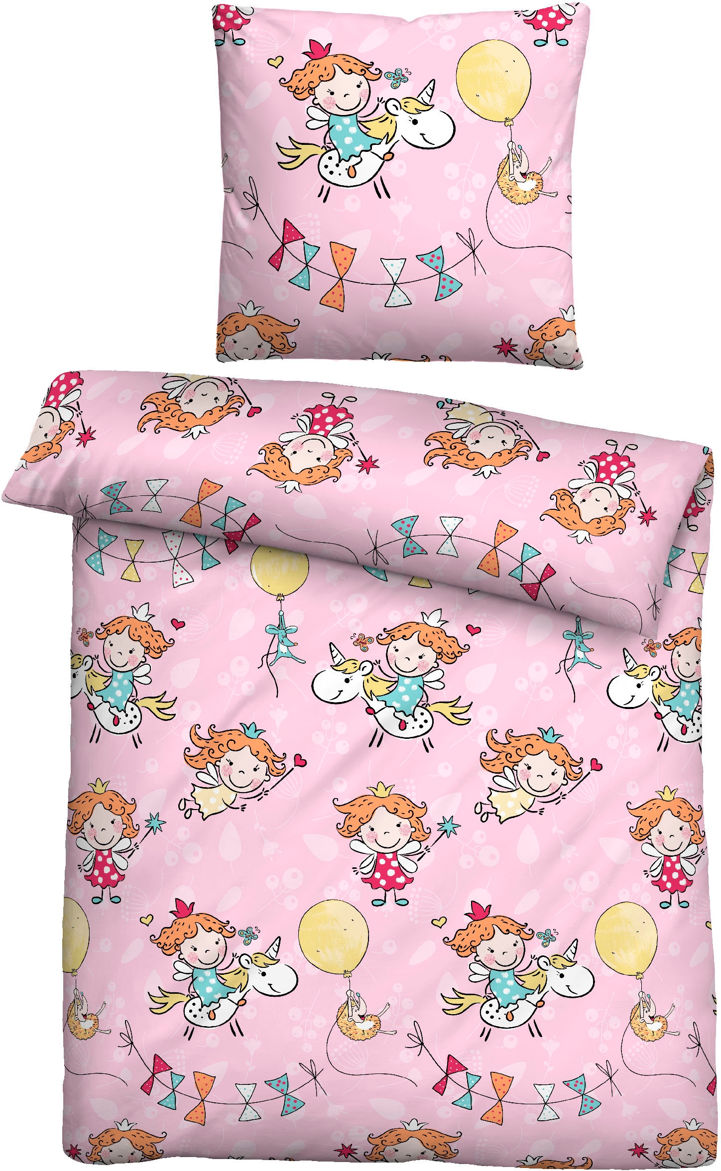 Biberna Bettwäsche "lustige Fee" 2 Stk. wohlig warm + weich, pflegeleicht, günstig online kaufen