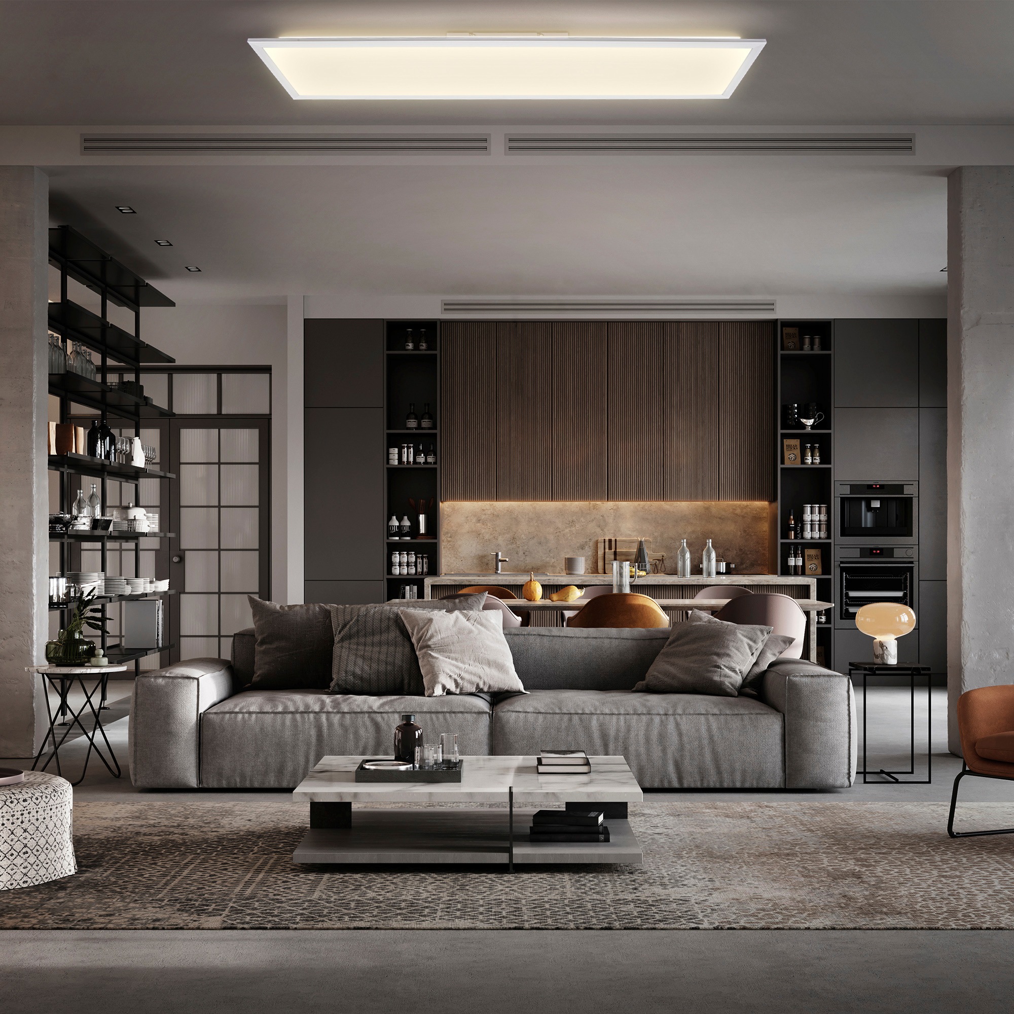 B.K.Licht LED Deckenleuchte,  mit Fernbedienung und Hintergrundbeleuchtungseffekt, 1xLED-Platine 24 Watt, 2.500lm,  dimmbar 3.000 - 6.500K 