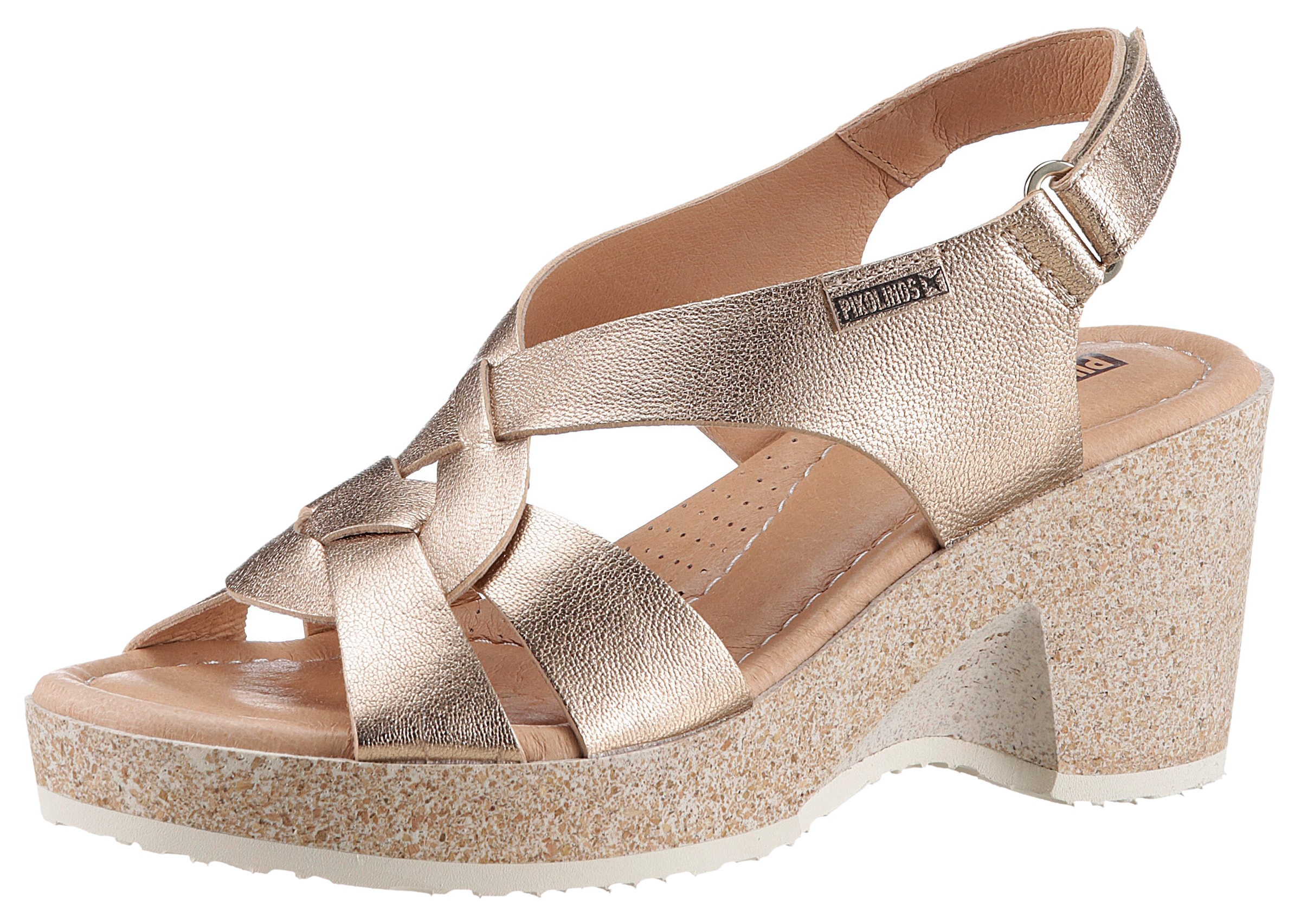 PIKOLINOS Keilsandalette "ARENALES", Sommerschuh, Sandale, Keilabsatz, in glänzender Metallic Optik