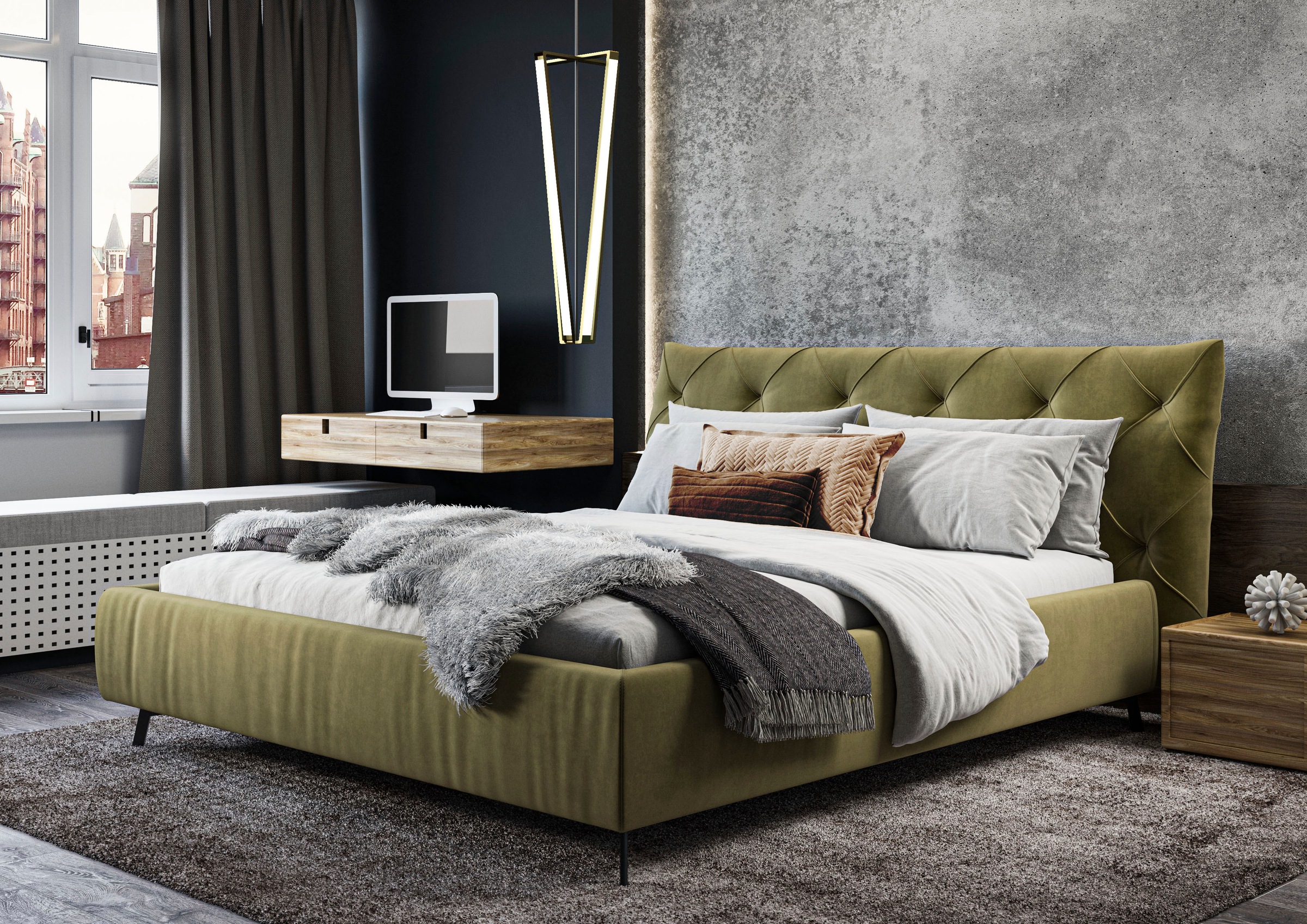 Home affaire Polsterbett "Elloree, in 4 Breiten bis 200cm, auch in Leder" K günstig online kaufen