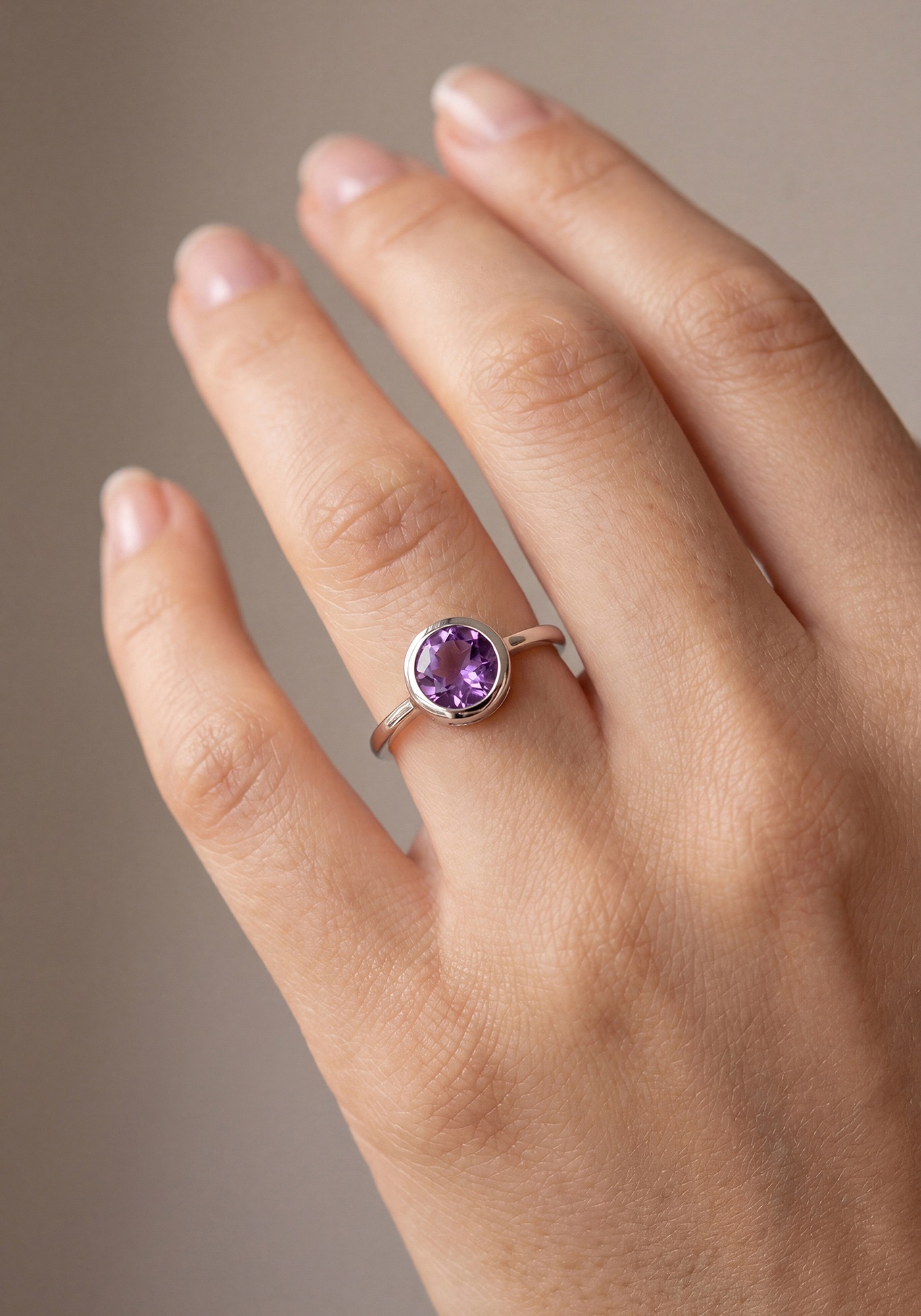 JOBO Fingerring 925 Silber mit Amethyst