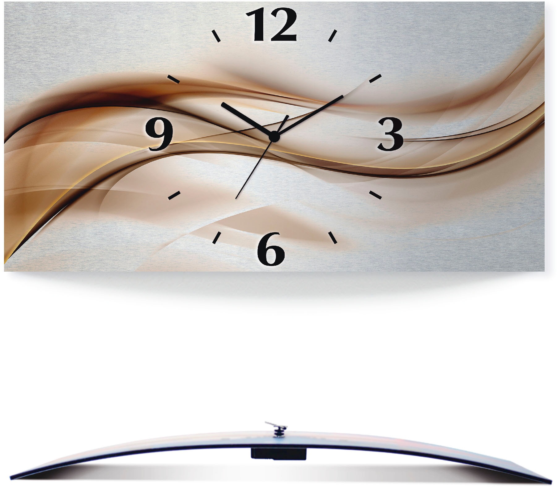 Artland Wanduhr "Braune abstrakte Welle" wahlweise mit Quarz- oder Funkuhrw günstig online kaufen
