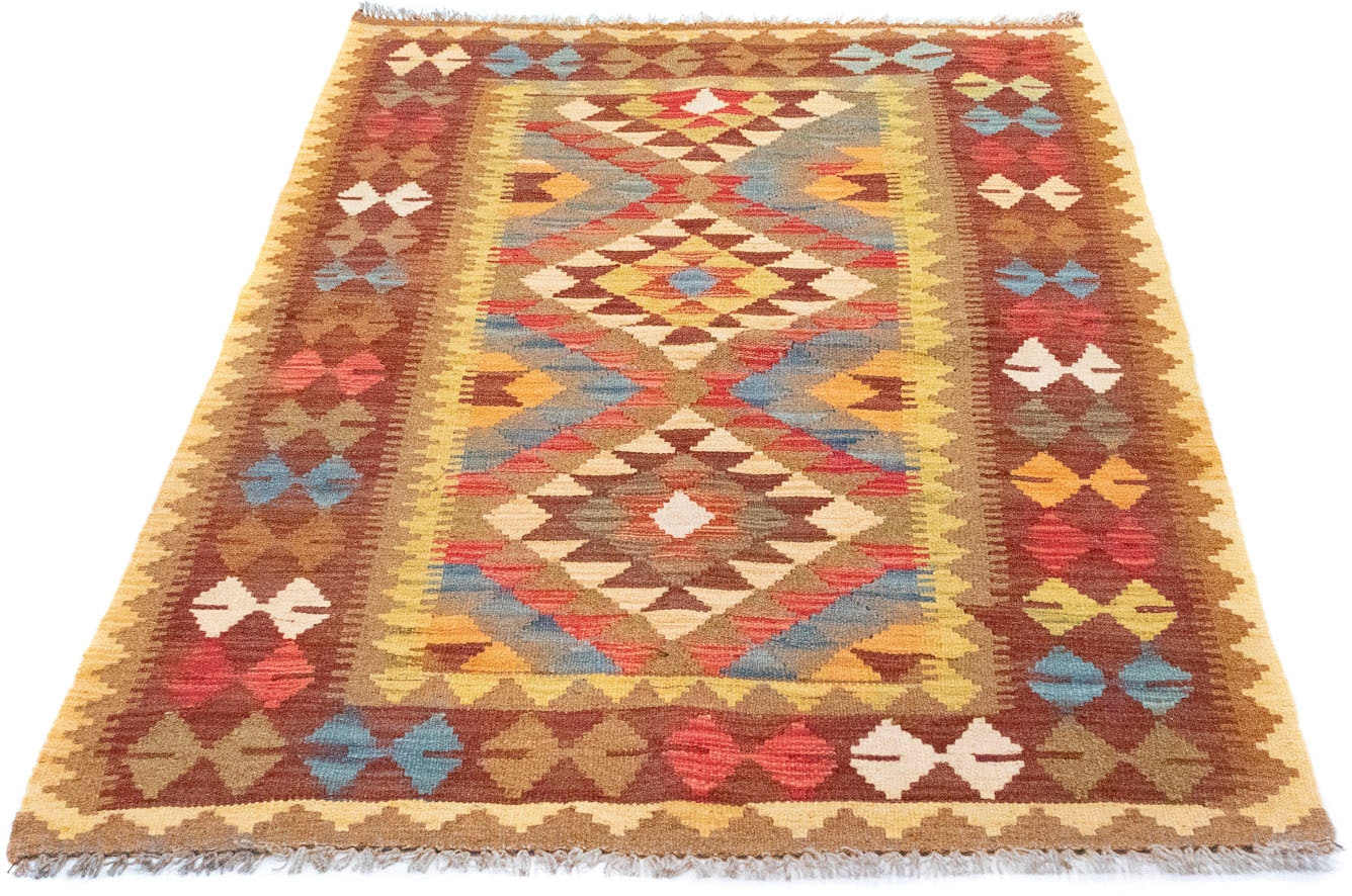 morgenland Wollteppich »Kelim Afghan Teppich handgewebt braun«, rechteckig, Kurzflor