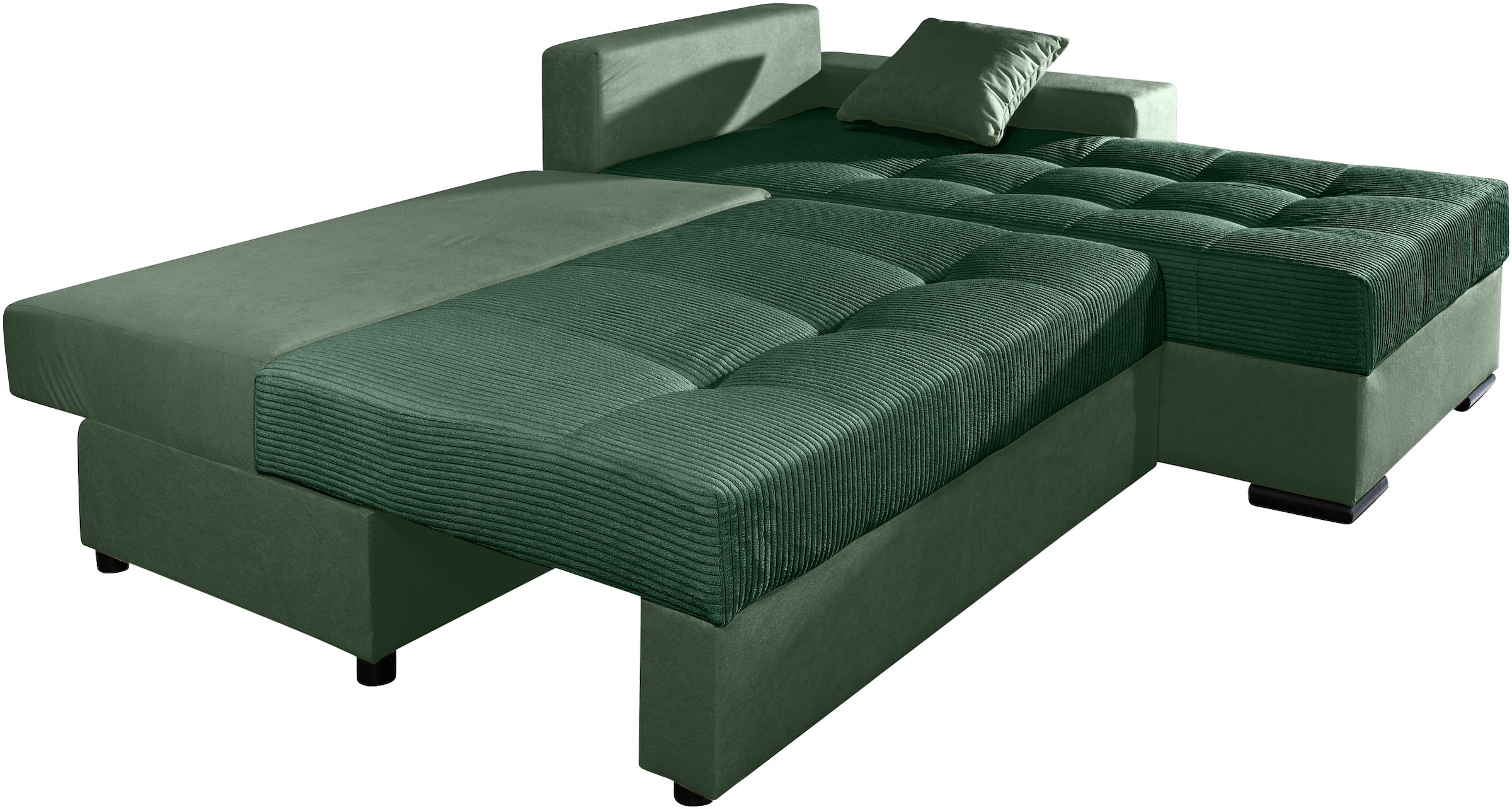 COLLECTION AB Ecksofa »Josy L-Form, B: 214 cm in Cord, Cord-Mix« Bettfunktion, Bettkasten & 2 Zierkissen, Federkern