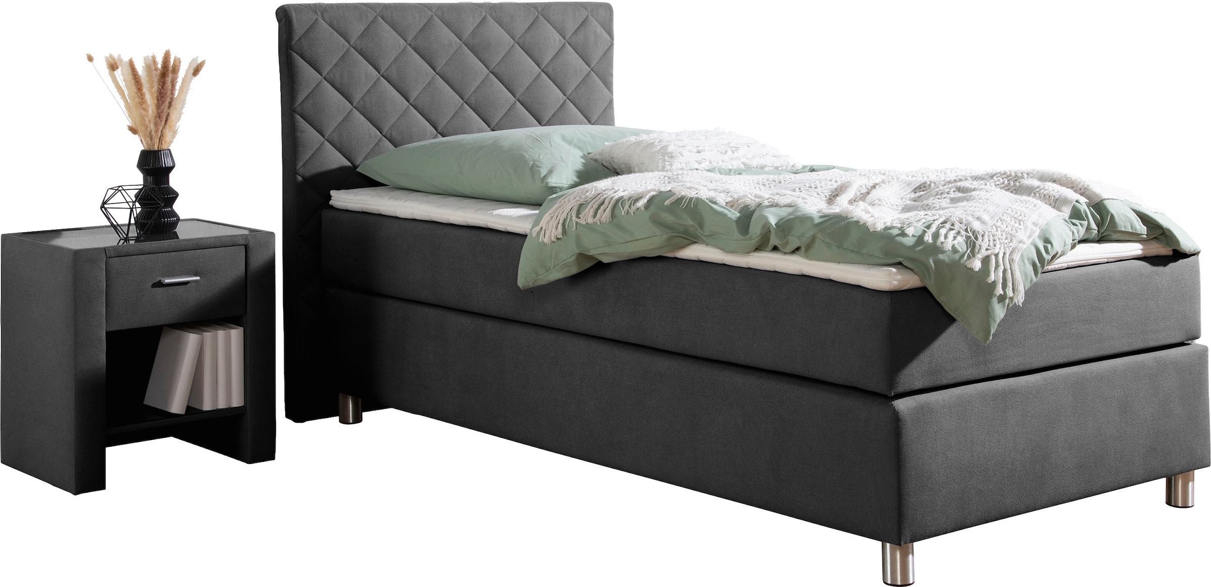 Leonique Boxspringbett "Bernard, in verschiedenen Breiten", inkl. Topper, M günstig online kaufen