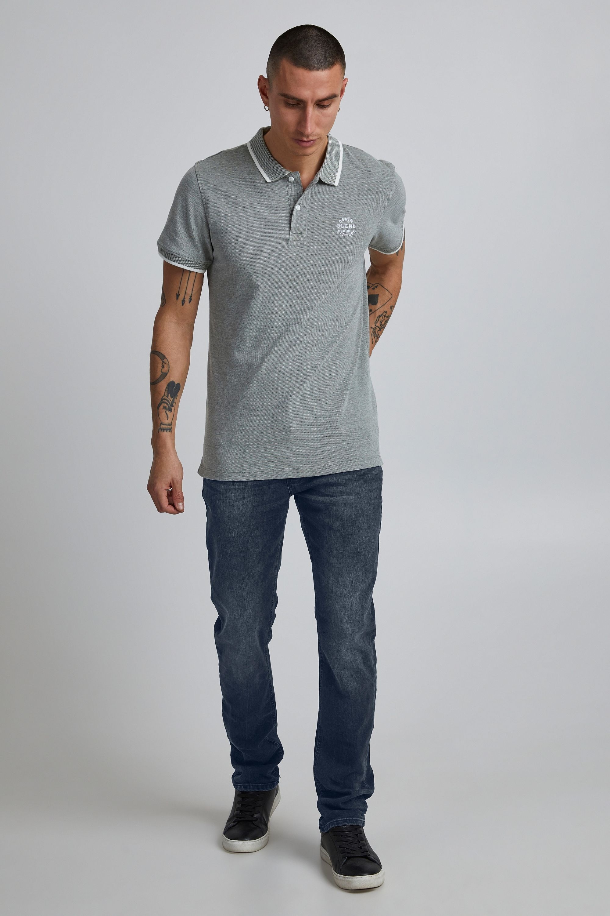 Slim-fit-Jeans BLEND "BHTwister", Herren, Gr. 33, Länge 32, middle blau, Jeans, 98% Baumwolle, 2% Elasthan, unifarben, slim fit normal, Jeans Slim-fit-Jeans, Jeanshose mit normalem Bund und schmalem Bein - Twister Fit 5