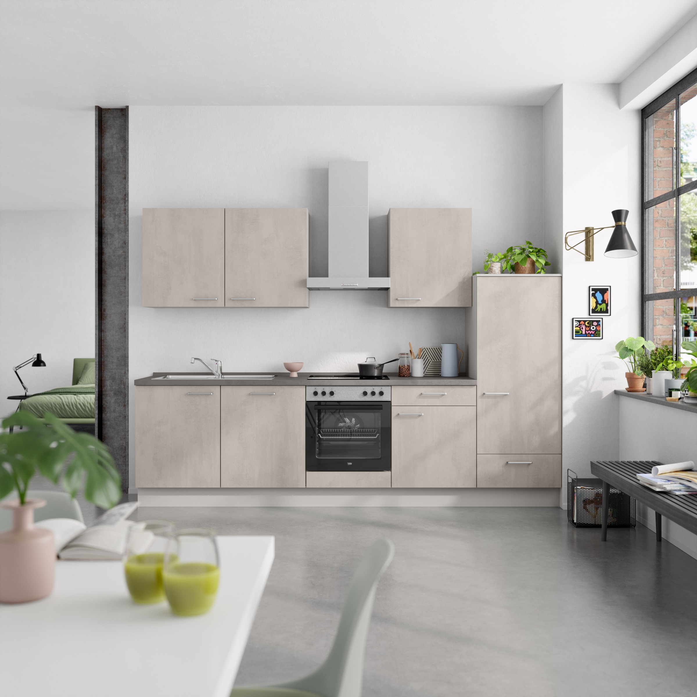 nobilia® Küchenzeile »"Riva I"« vormontiert, Ausrichtung wählbar, Breite 300 cm, wahlw. mit E-Geräten