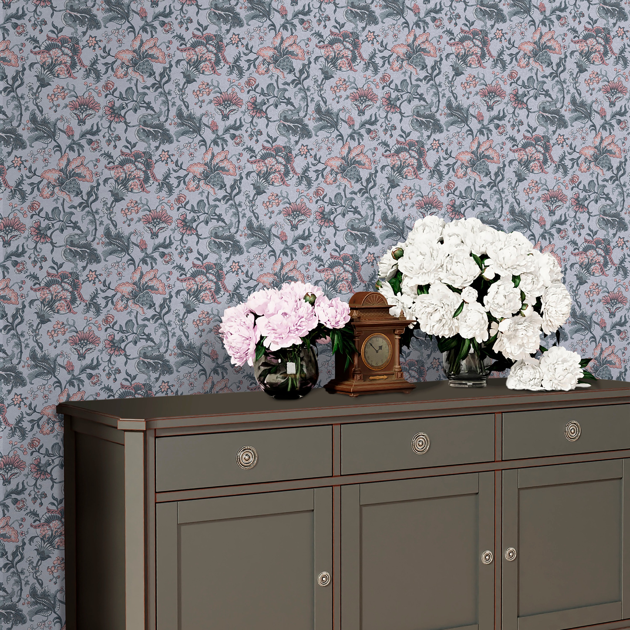 LAURA ASHLEY Vliestapete »Laura Ashley Portia Pale Slate Vliestapete«, geblümt, Laura Ashley Portia Pale Slate Vliestapete