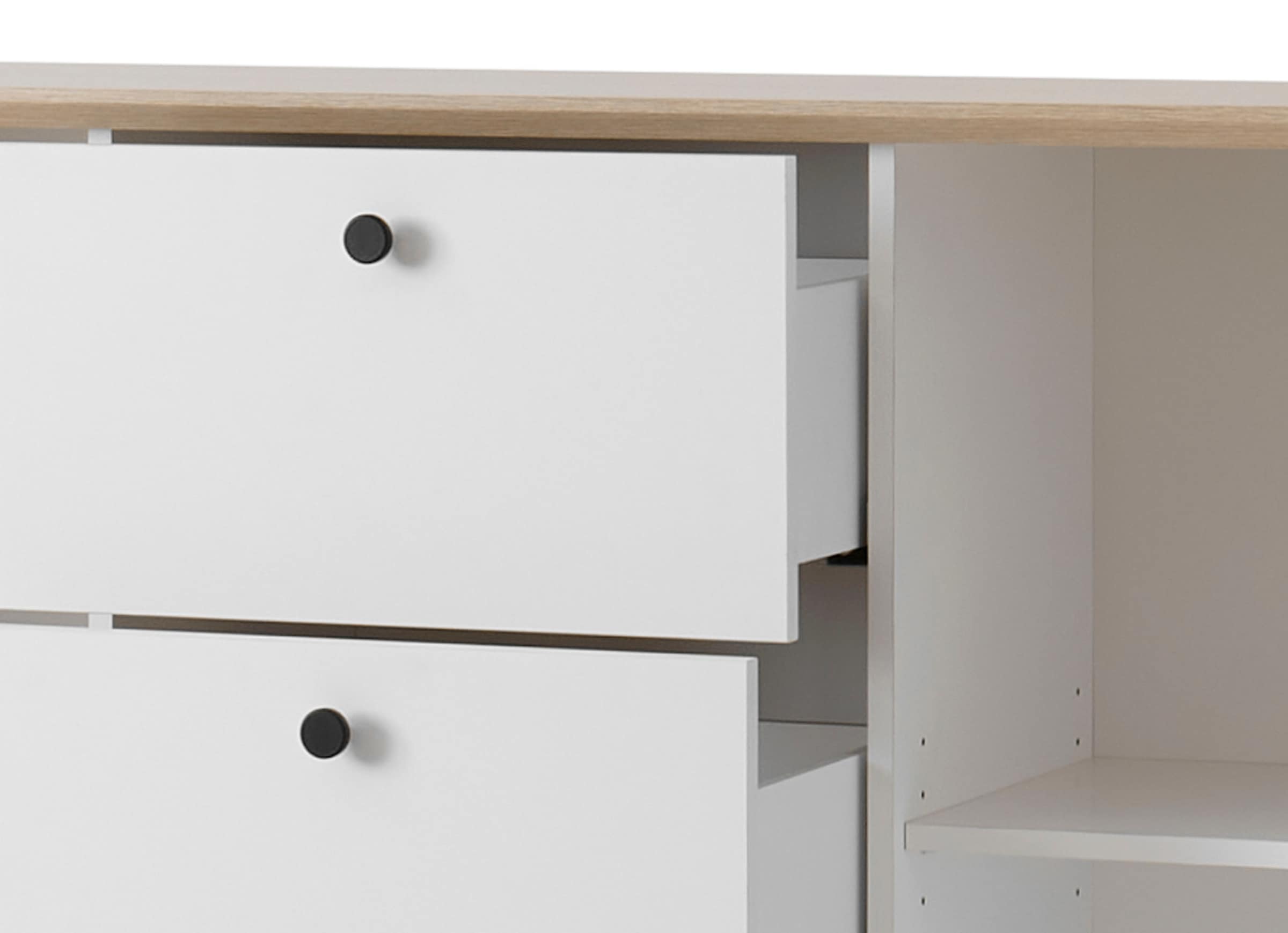 OTTO home Sideboard »Brest, Schrank im Landhausstil, Kommode, zeitloses Stauraumelement« schwarze Metallgriffe, ausreichend Stauraum, 164 cm breit