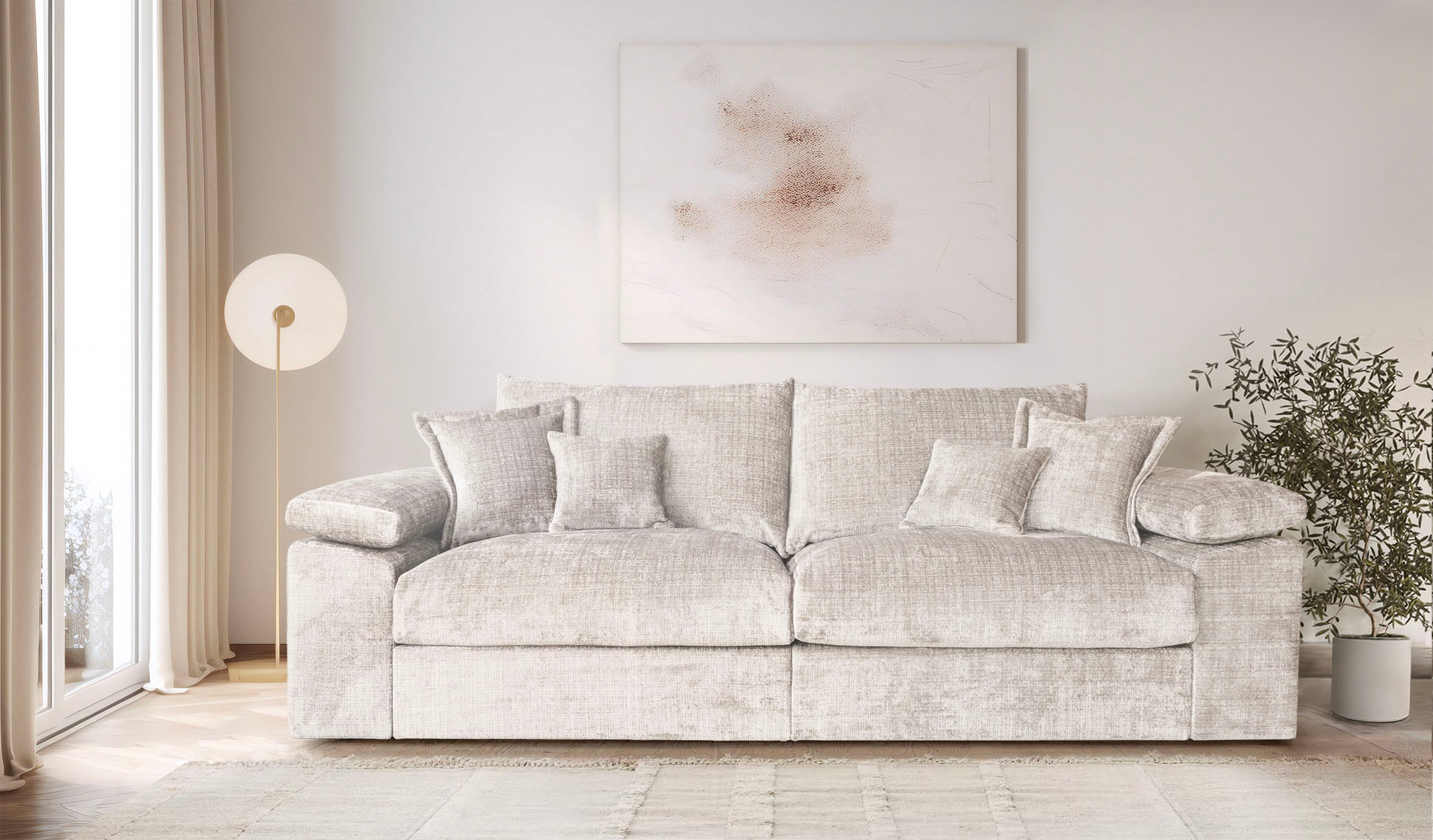 OTTO home 1100000002199 "Soft&Cosy XL, B: 246 cm - OTTO. Verlässliche Qualität." Mega-Sofa, Cord oder Chenille-Struktur, mit Federkern & 4 Zierkissen