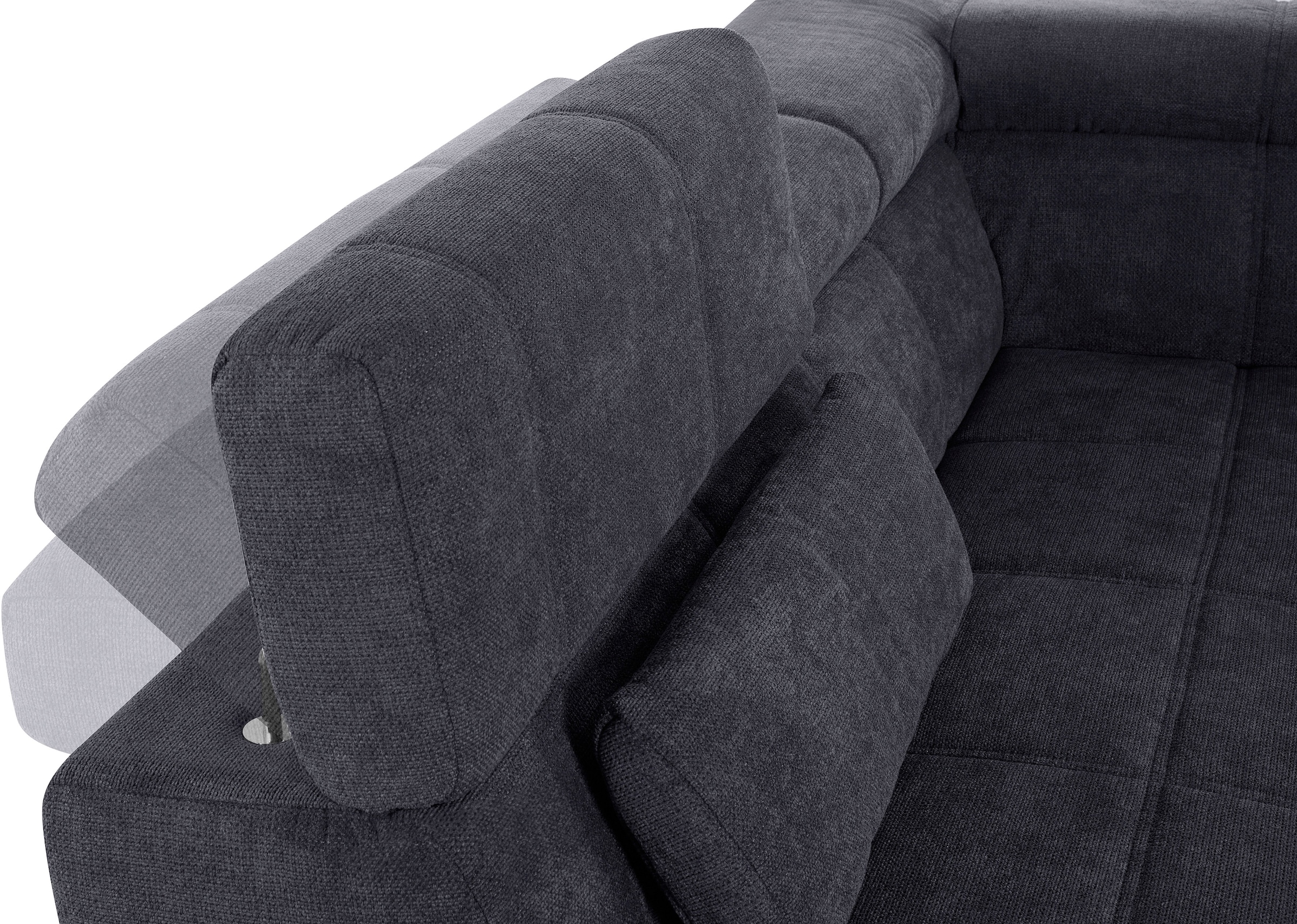 DOMO collection Ecksofa »Brandon L-Form, auch in Leder«, inklusive Kopfteilverstellung, wahlweise mit Sitztiefenverstellung