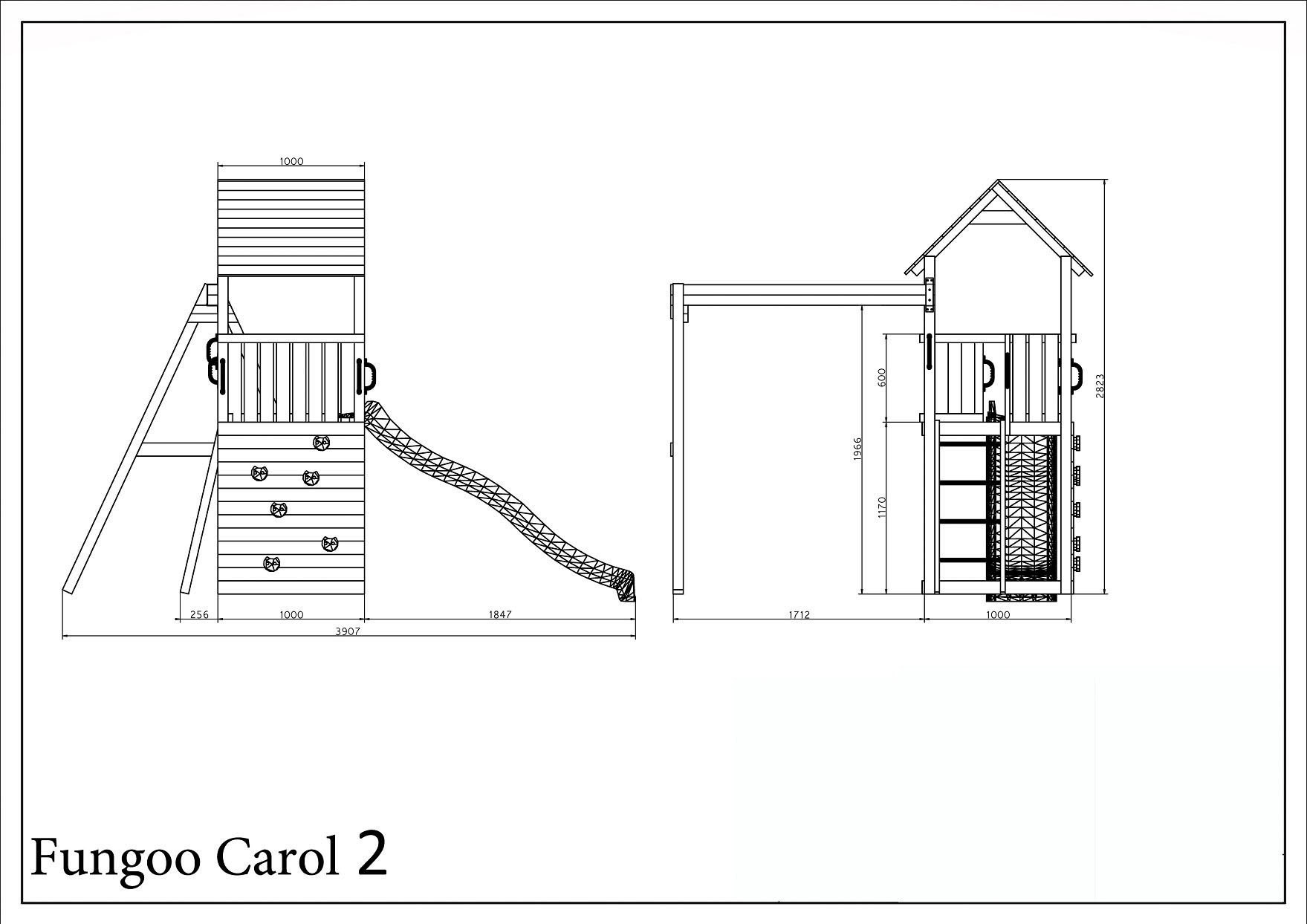 FUNGOO Spielturm »CAROL2 Grey White«, mit Schaukel & Rutsche, Kletterwand