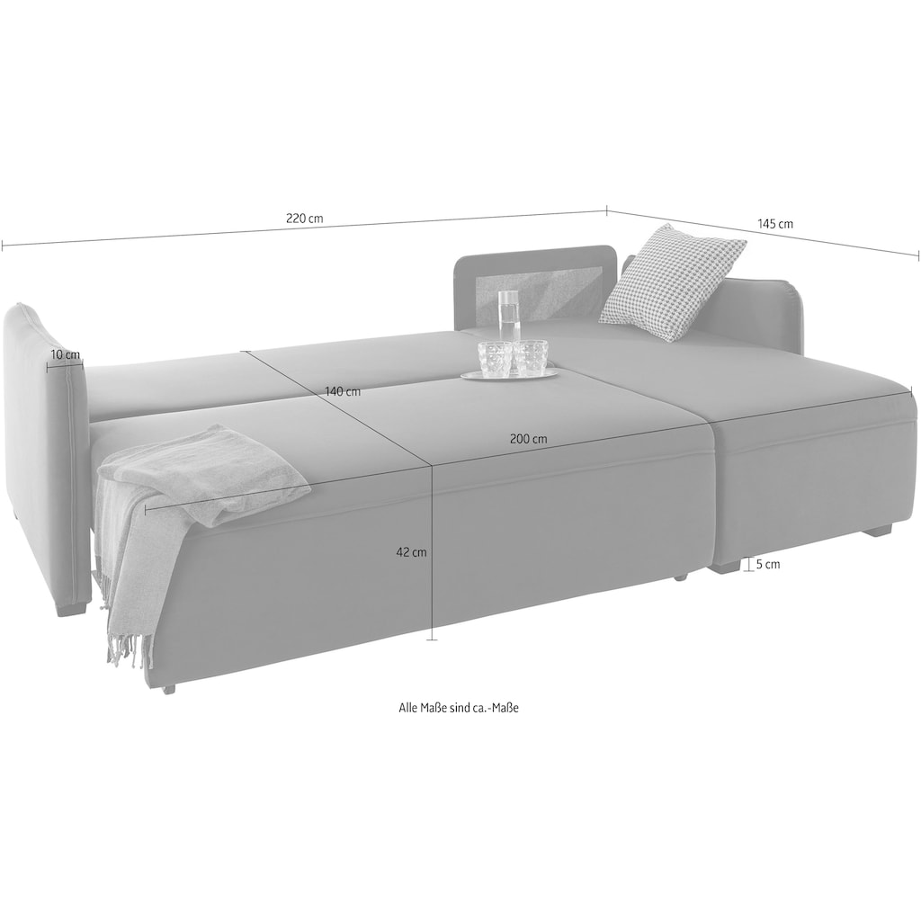 Guido Maria Kretschmer Home&Living Ecksofa »L-Form«, inklusive Bettfunktion, Bettkasten und Federkern