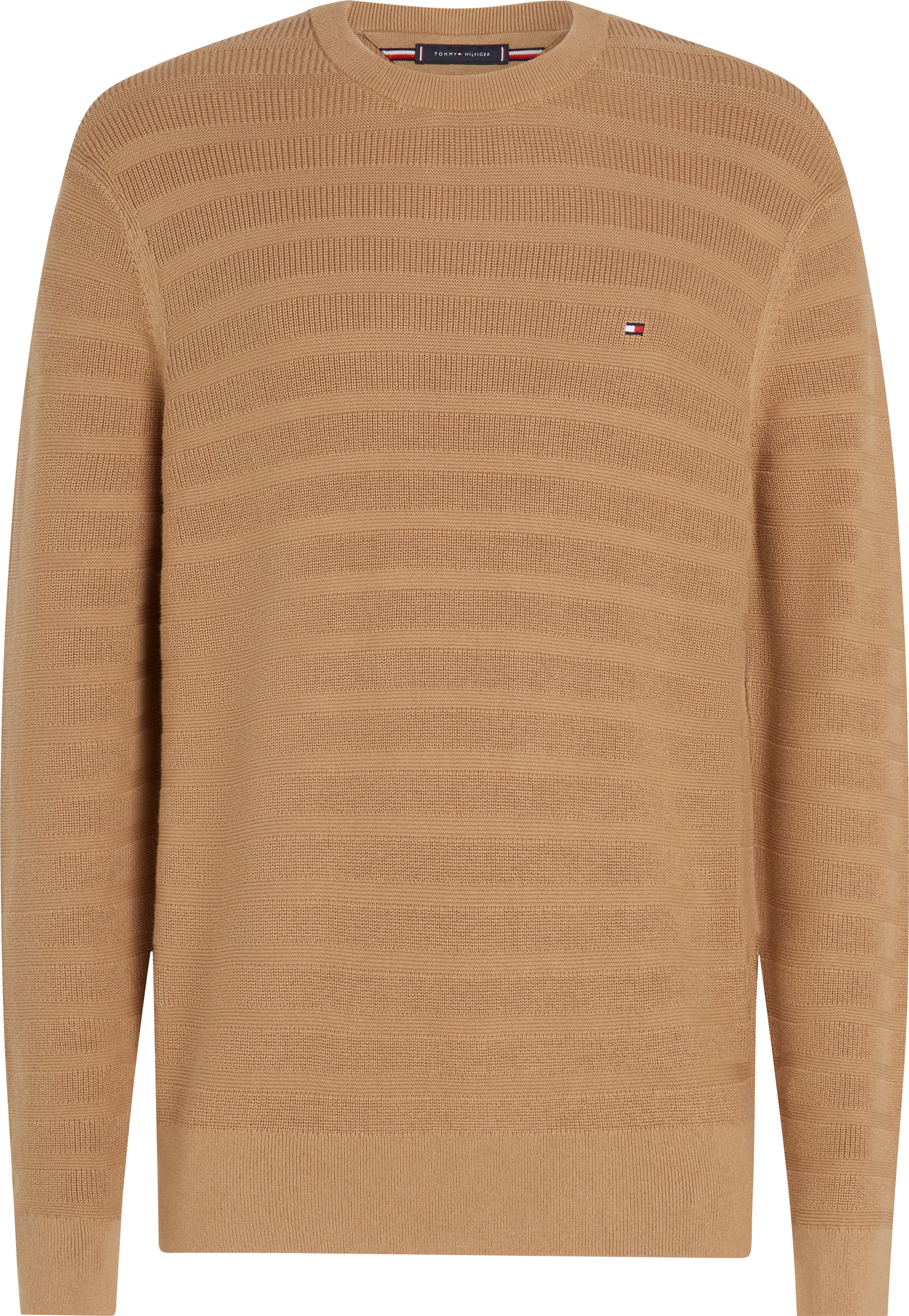 Tommy Hilfiger Rundhalspullover »STRIPE STRUCTURE«, regular fit, leicht überschnittene Schultern