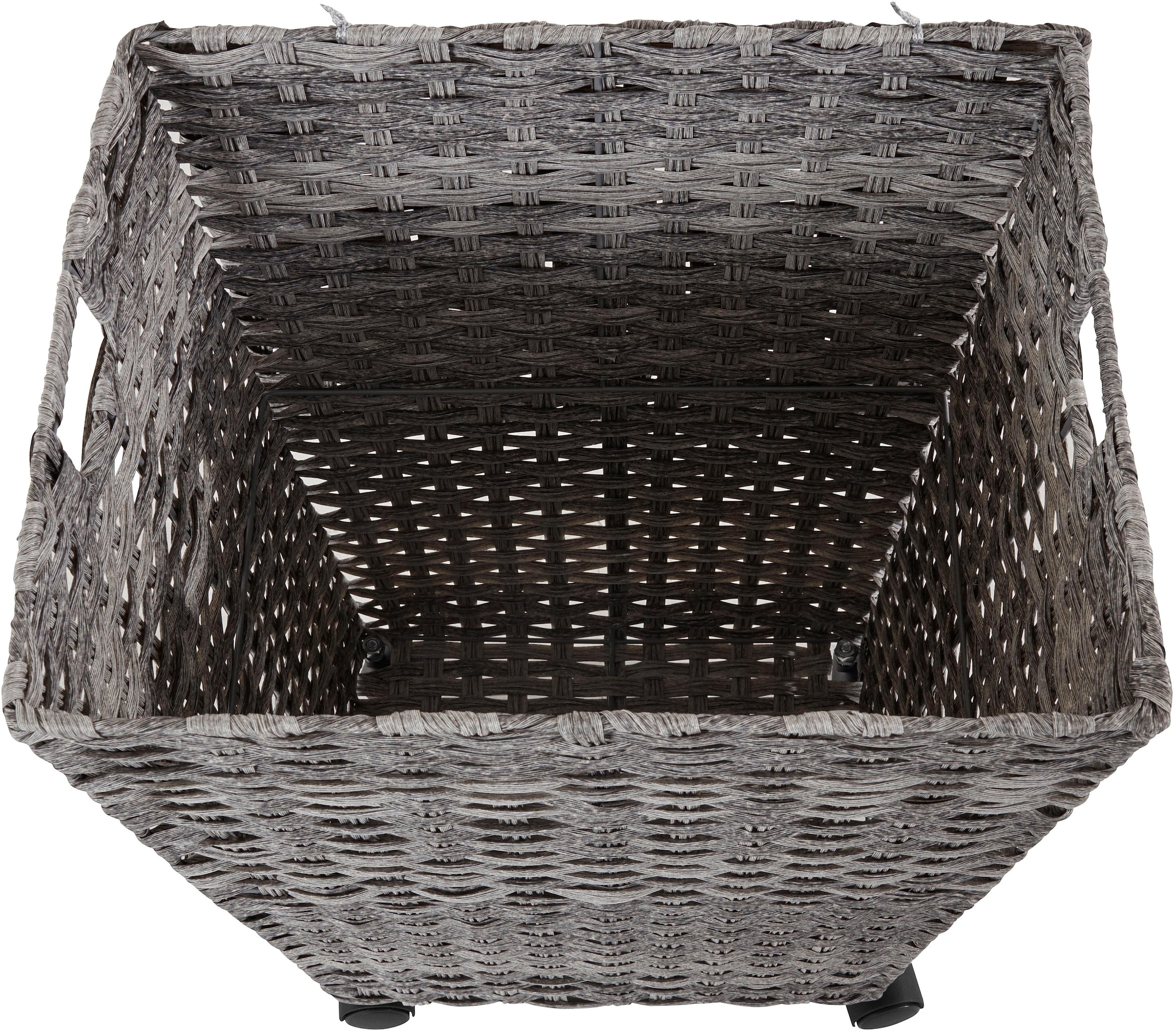 locker Wäschekorb, Polyrattan, mit Rollen