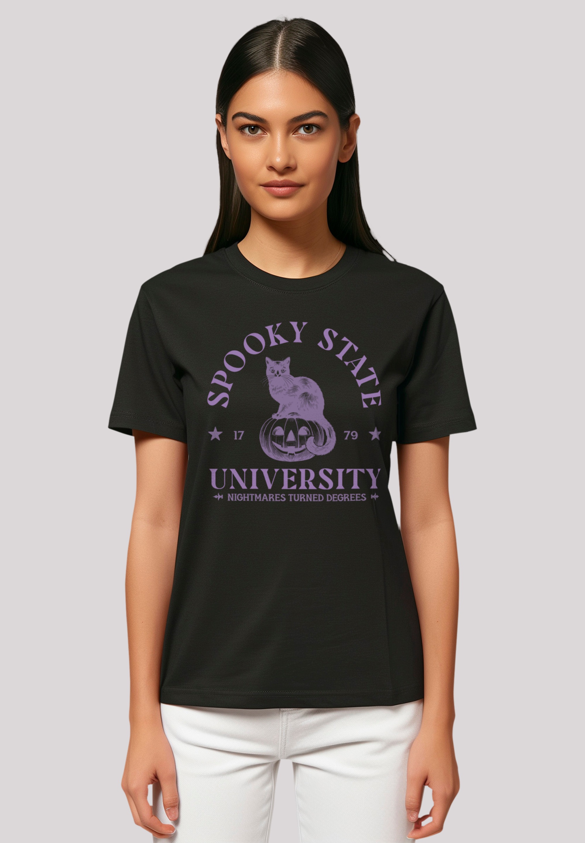 F4NT4STIC T-Shirt "Halloween University Spooky state cat", Premium Qualität günstig online kaufen